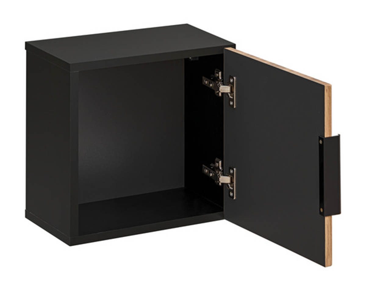 einfachgutemoebel Waschtisch-Set Bad Hängeschrank Tribune, 1-türig 35 x 35cm, Schwarz - Wotan-Eiche, (Badmöbel Set, 1-St., Hängeschrank)