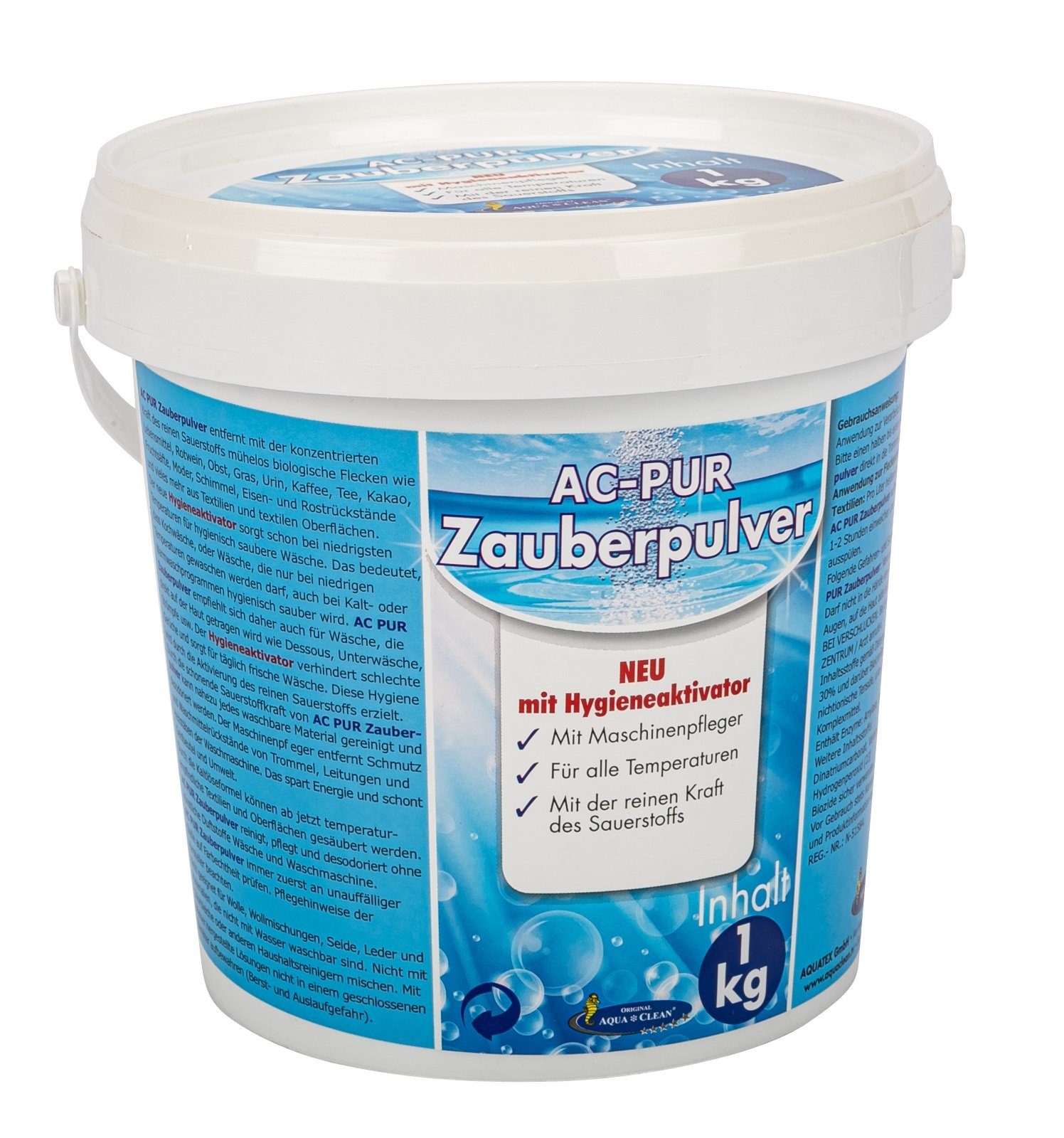 AQUA CLEAN PUR Zauberpulver 1kg mit Hygieneaktivator Spezialwaschmittel