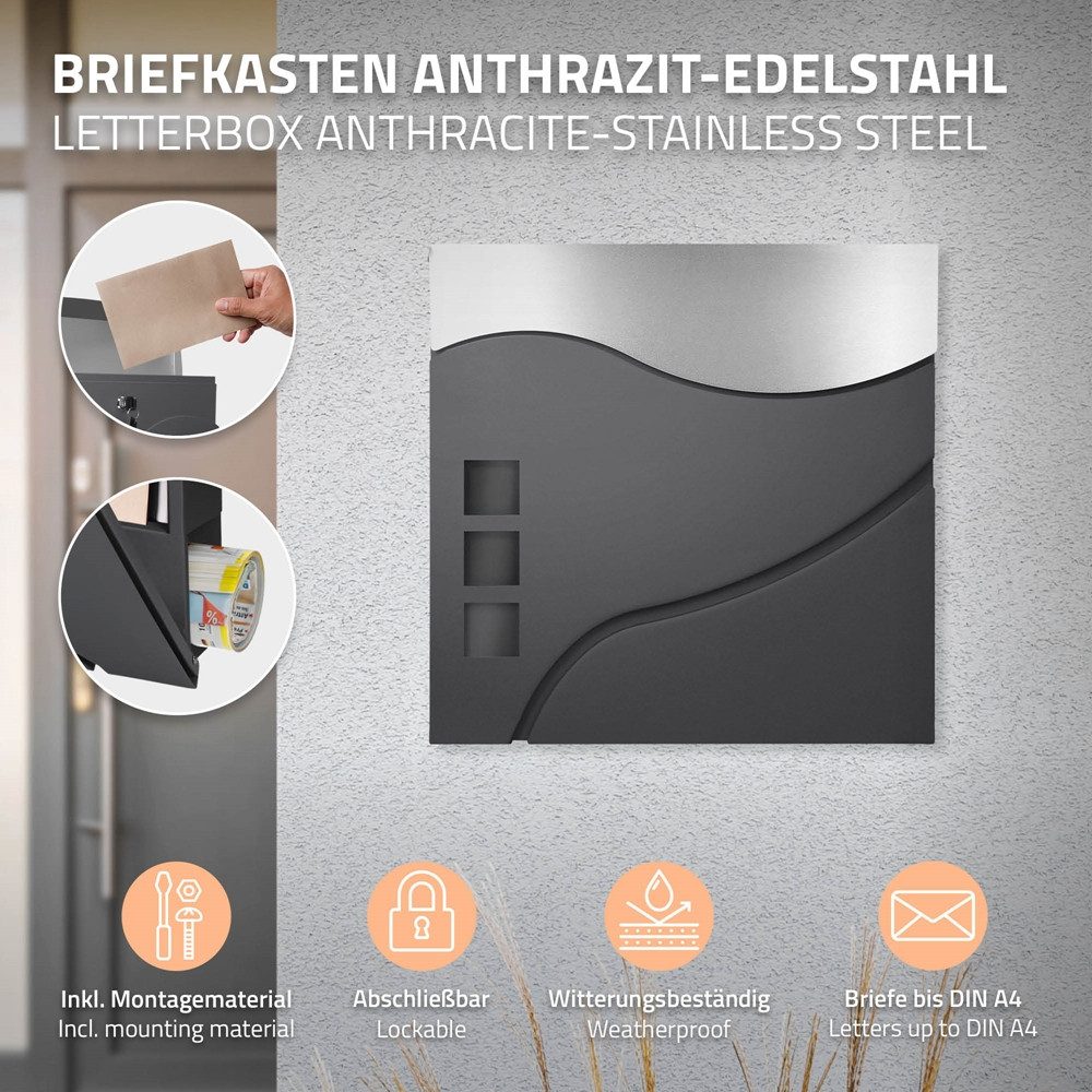 ML-DESIGN Standbriefkasten Briefkasten Postkasten mit Zeitungsfach, günstig online kaufen