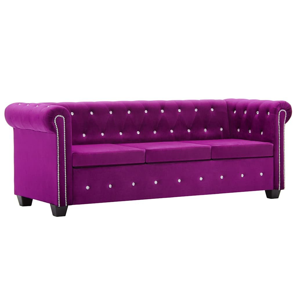 vidaXL Sofa Chesterfield Sofa 3-Sitzer Samtbezug 199x75x72cm Lila