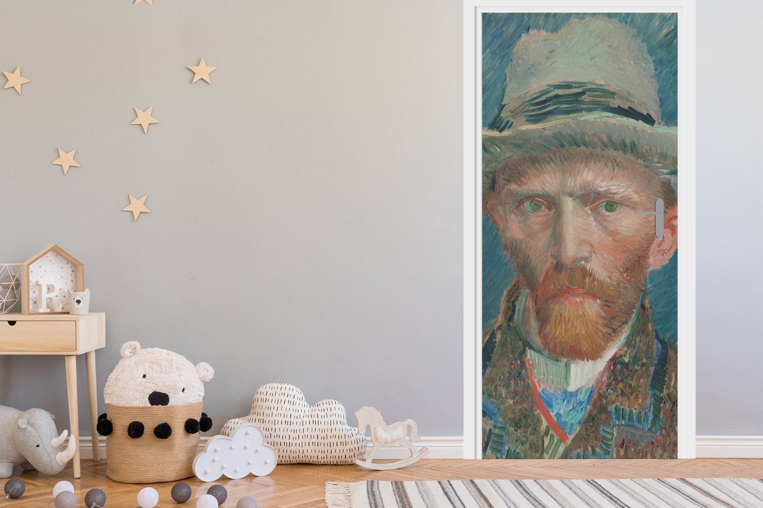 Türaufkleber, Türtapete Gemälde 1887 cm Gogh, von Fototapete 75x205 Vincent - Tür, (1 van Matt, MuchoWow Selbstporträt für bedruckt, St),