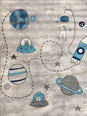 Kinderteppich Planetenteppich, Astronaut, Vimoda, Rechteckig, Höhe: 8 mm, Planet, Weltraum, die Erde, Kinderzimmer, Kurzflor, Jungen, Strasse