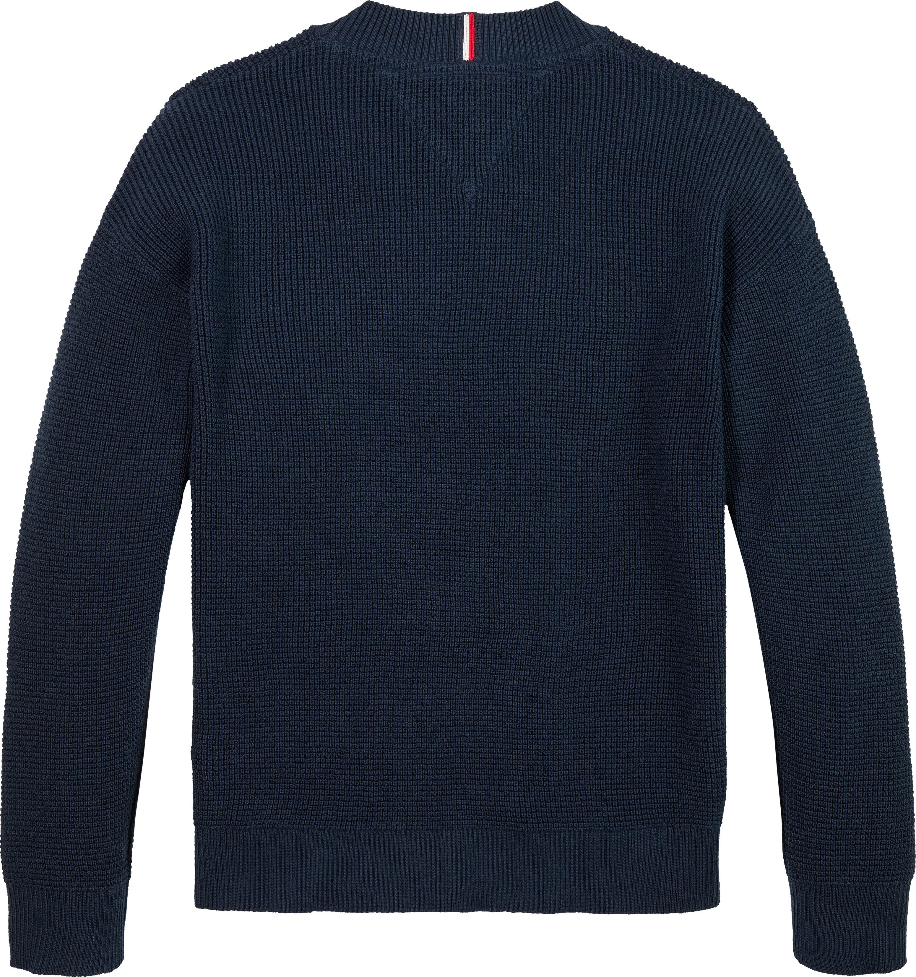 Tommy Hilfiger Rundhalspullover COTTON TEXTURE SWEATER für Kinder bis 16 Jahre, Strukturstrick