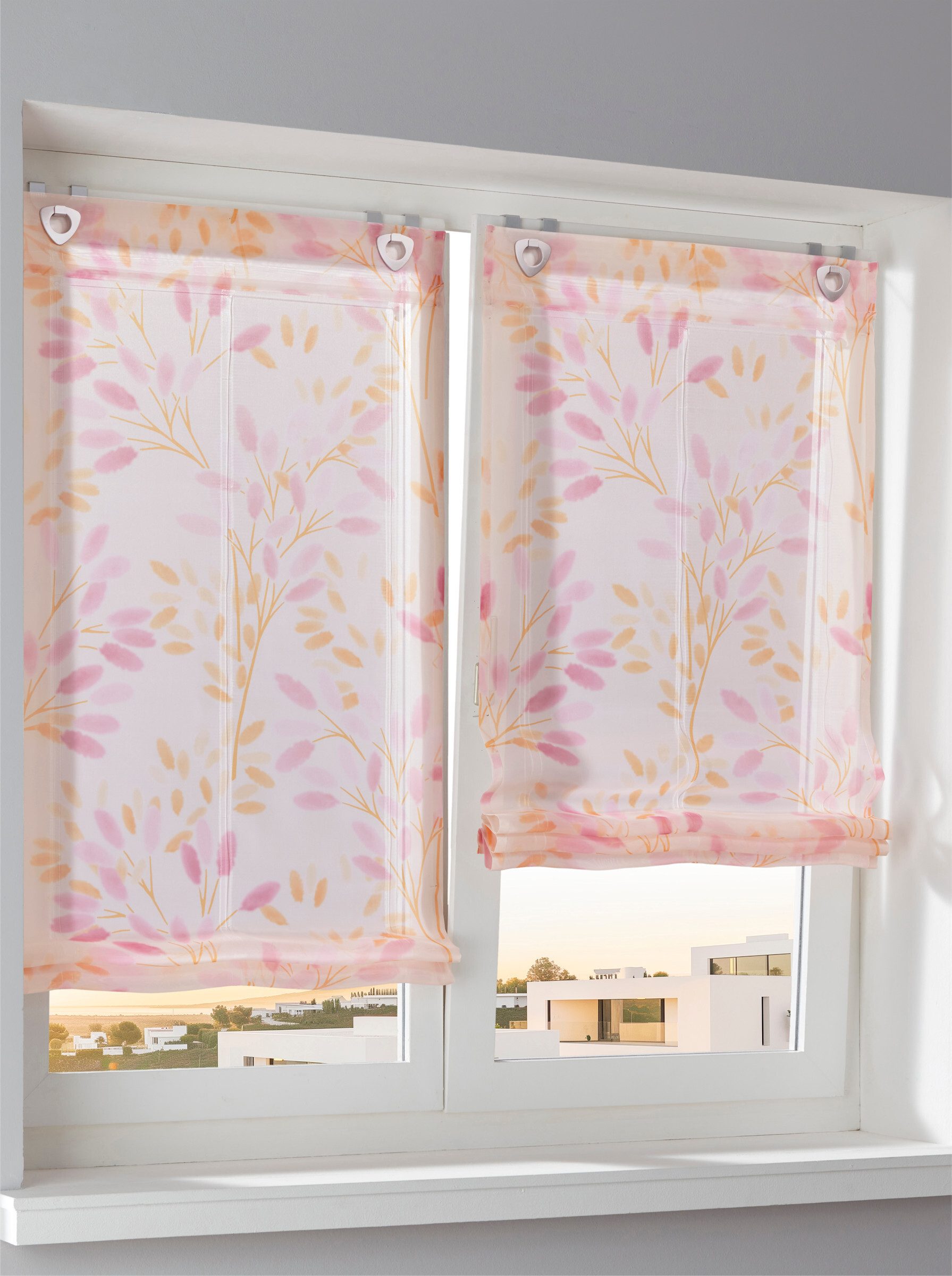 Rollo Raffrollo, heine, transparent, Ösen mit Fensterhaken