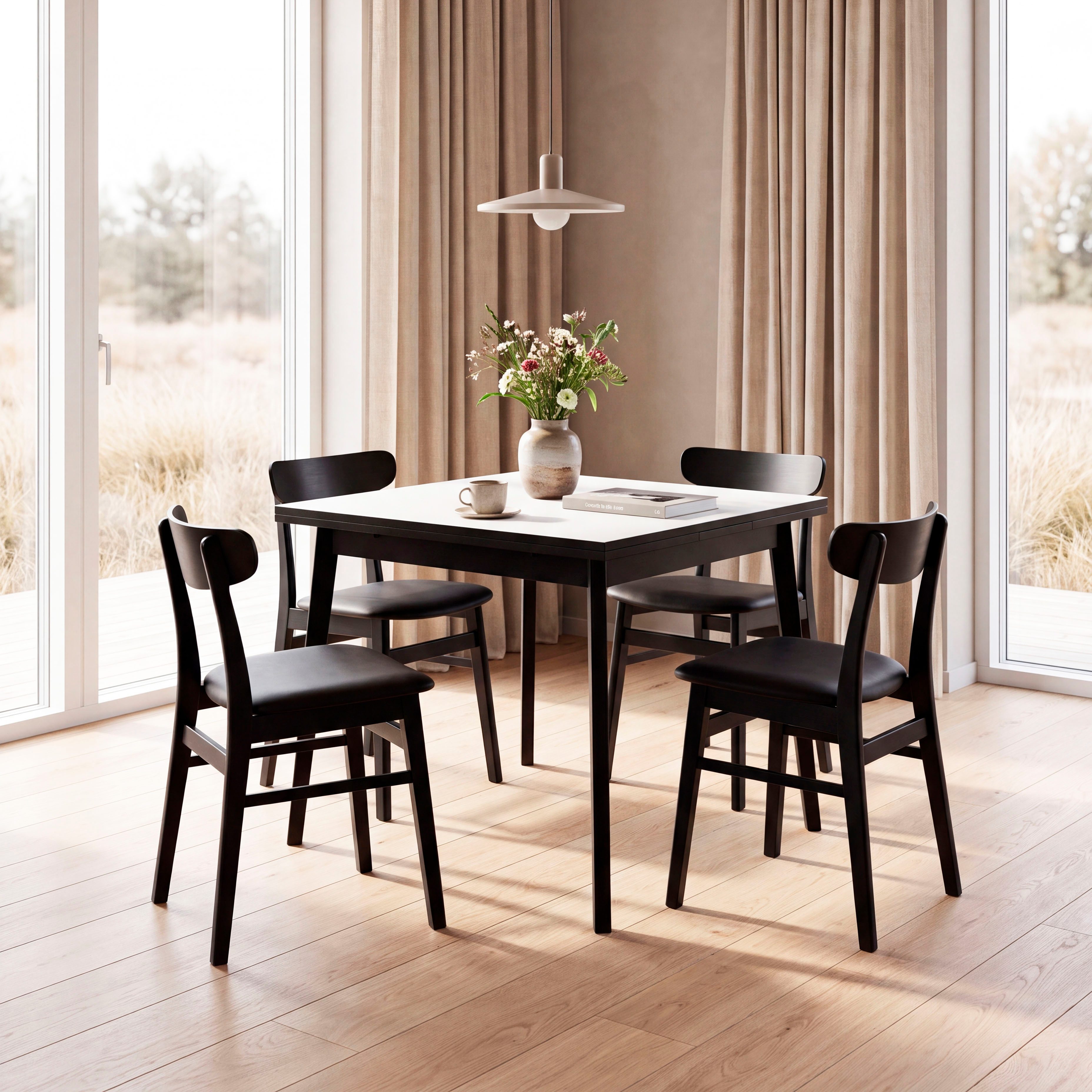 Hammel Furniture Esstisch Esstisch Basic– ausziehbar, dänisches Design, mit Einlegeplatten, 90(164)x90 cm, Melamin / Massivholz, stabiler dänische Design Tisch