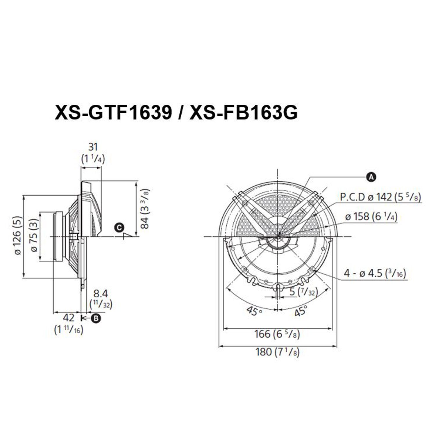 16cm 3-Wege Auto-Lautsprecher XS-GTF1639 - Sony Lautsprecher 3-Wege (Sony XS-GTF1639 Koax 16cm Koax - Sony Lautsprecher)