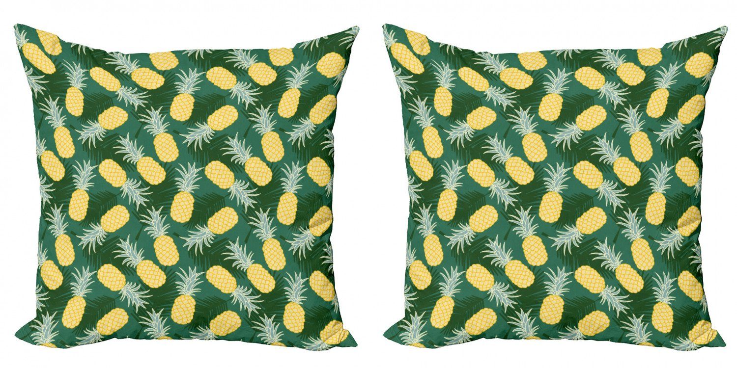 Kissenbezüge Modern Accent Doppelseitiger Digitaldruck, Abakuhaus (2 Stück), hawaiisch Palmblätter Ananas | Kissenbezüge