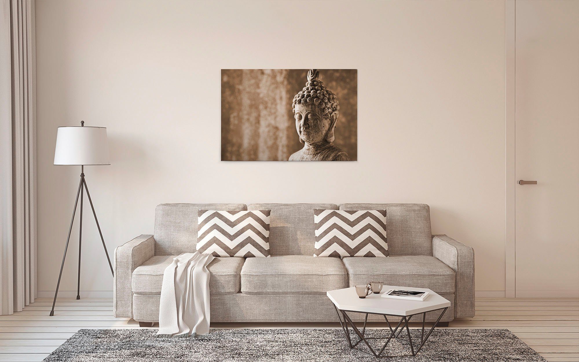 grau Leinwandbild Buddha Culture, Création St), Relax braun, Entspannung (1 beige, A.S. Asiatisch Asian Keilrahmen