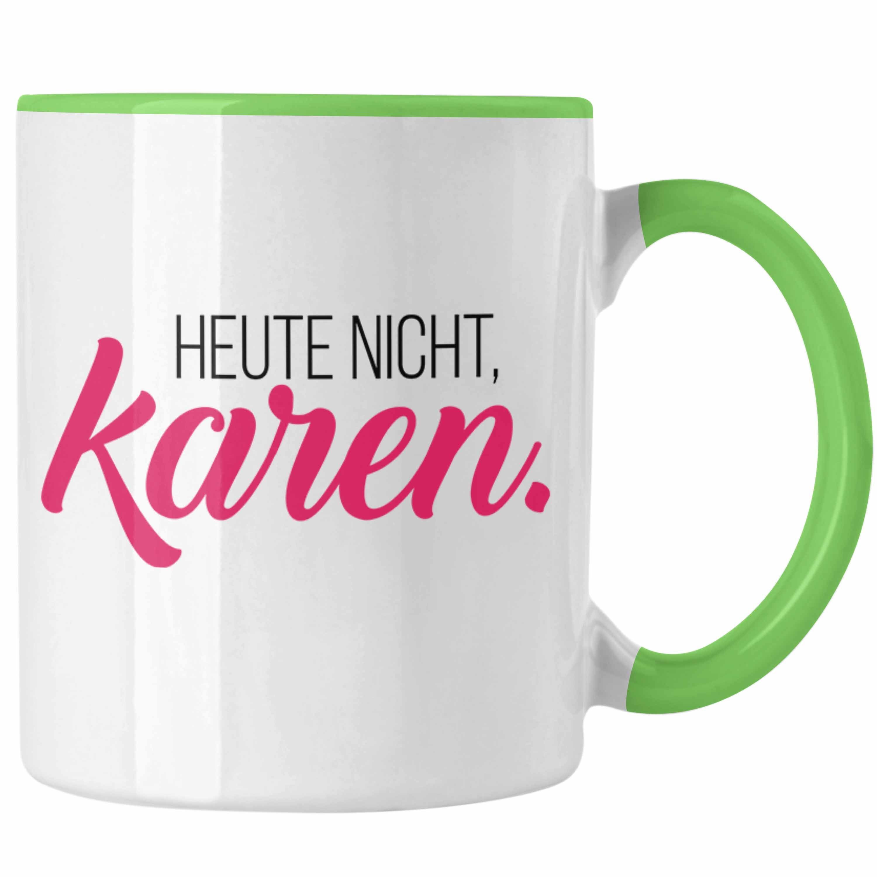 Trendation Tasse Trendation - Name Karen Grün Geschenk Tasse Karen für - Geschenkidee Geburtstag