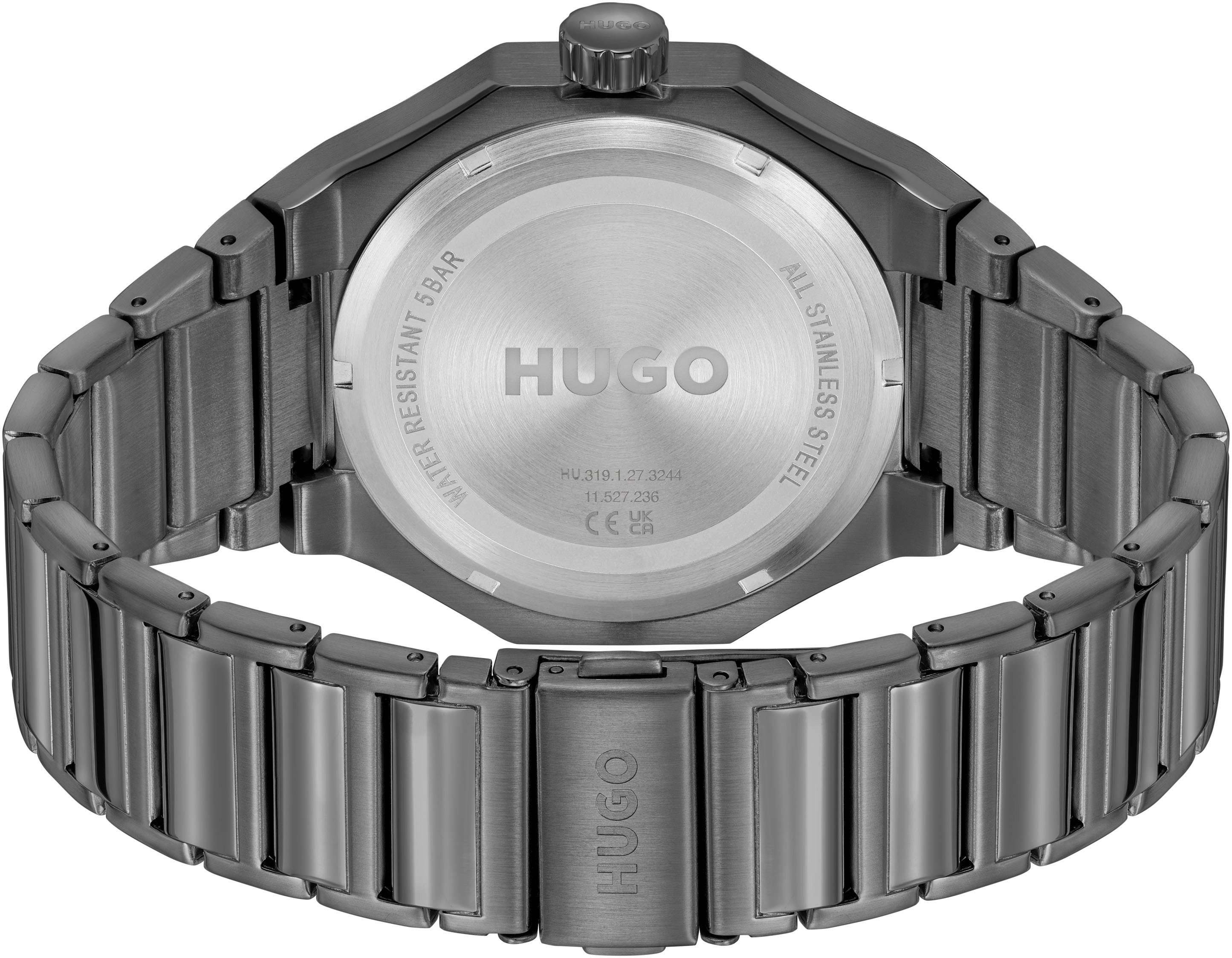 HUGO Multifunktionsuhr #GRAIL SKELETON 1530378, Armbanduhr, Quarzuhr, Herrenuhr, Datum, Edelstahlarmband