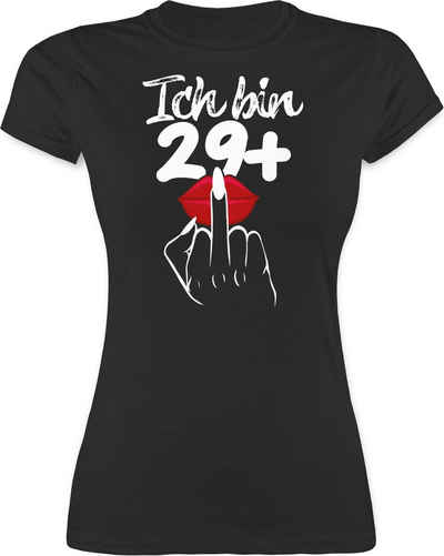 Shirtracer T-Shirt »Ich bin 29+ mit Mittelfinger - weiß - Geburtstag Geschenk - Damen Premium T-Shirt« Geburtstagsgeschenk Birthday Party