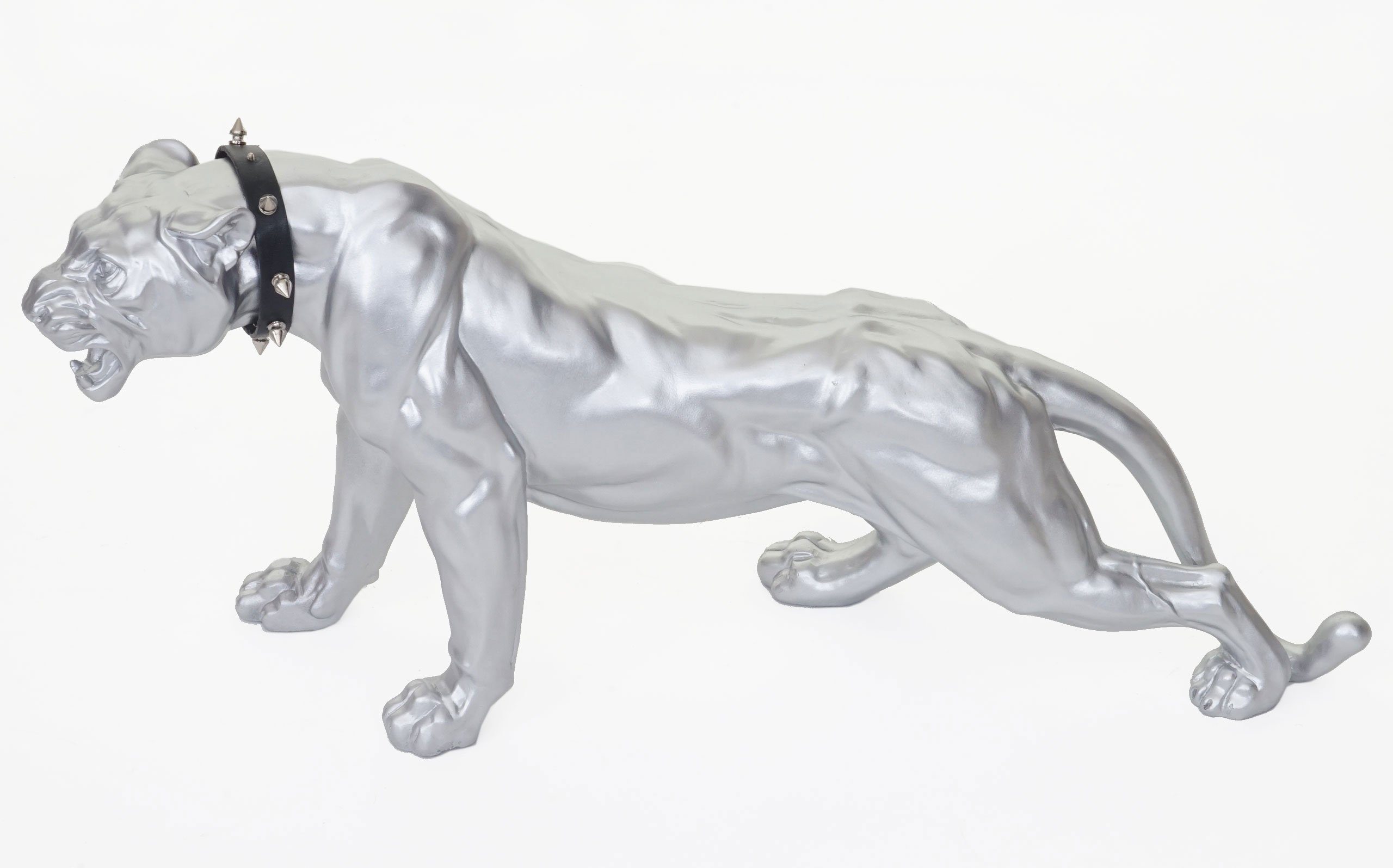 MCW Tierfigur Panther, Halsband C, Frostbeständig Witterungsbeständig, bis silberfarben -10° Indoor/Outdoor-geeignet, Inkl