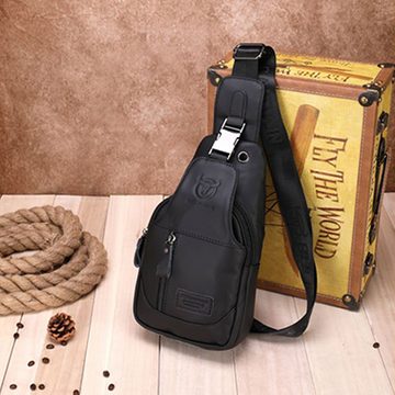 HAUSS SPLOE Schultertasche Rucksack Rucksäcke Crossbody Umhängetasche Leder (aus Echtleder Herren und Damen 16 x 28 x 9 cm, Geldgürtel, Sport, Sporttasche, Handytasche, Anti-Diebstahl, Leder), für Outdoor Camping Reisen Wandern Radfahren Multipurpose Tagepacks