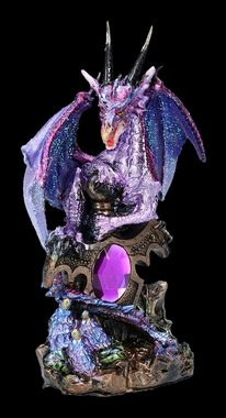 Figuren Shop GmbH Fantasy-Figur Drachen Figur - Galeru mit Schmuckstein - Fantasy Gothic Dekofigur