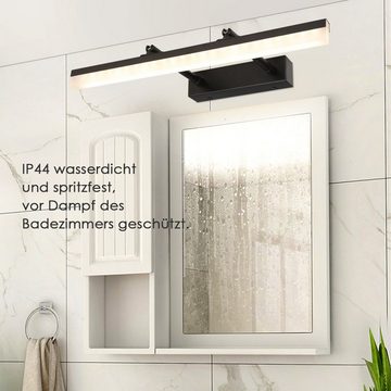 oyajia LED Spiegelleuchte 9W LED Spiegelleuchte, 40cm Badezimmer Spiegelleuchte aus Edelstahl, LED fest integriert, Kaltweiß/Naturweiß/Warmweiß, 180° Einstellbar Teleskopstange Beleuchtung Spiegellicht Wandleuchte