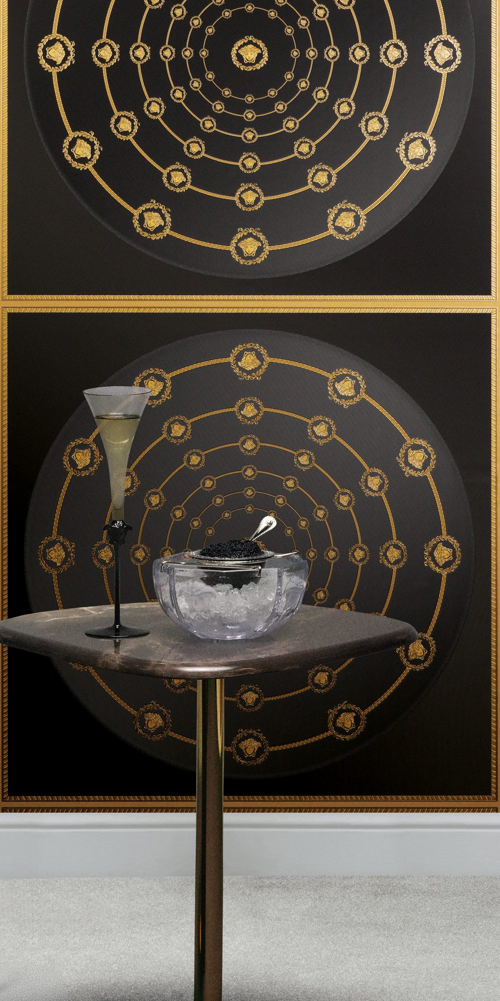 Versace Vliestapete Versace 6 I Love Baroque –, geprägt, 3D-Optik, Barock, Motiv, (1 St), Geometrisches Kreisdesign mit edlem Glanz & fein strukturierter Optik