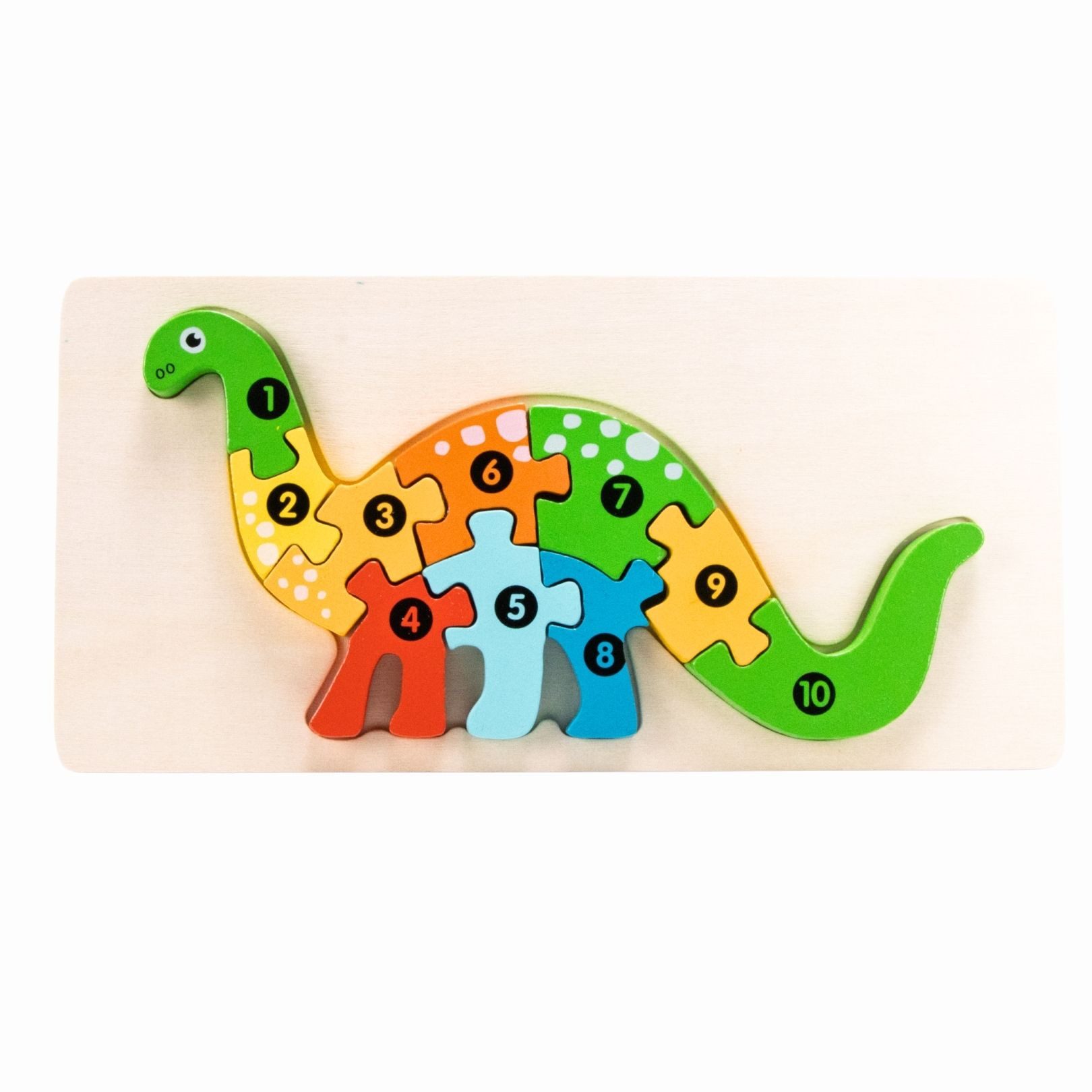 GICO Steckpuzzle Holzpuzzle Dino mit Zahlen von 1 bis 10- 3915, Puzzleteile
