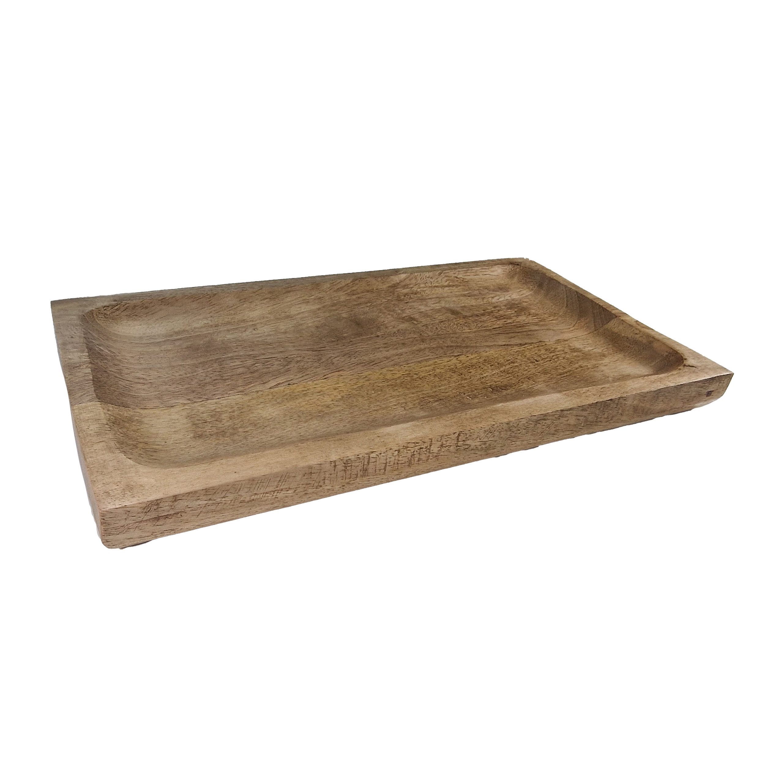 TOPCENT Dekoschale Mangoholztablett, Tablett aus Mangoholz, Servierplatte 38 x 20 x 4 cm