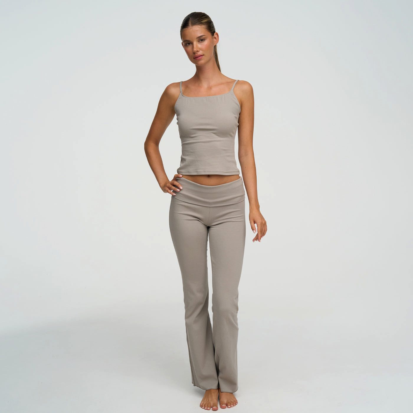 Creamy Fabrics Hausanzug Cotton Cami-Top-Ash Grey-M (1 tlg)