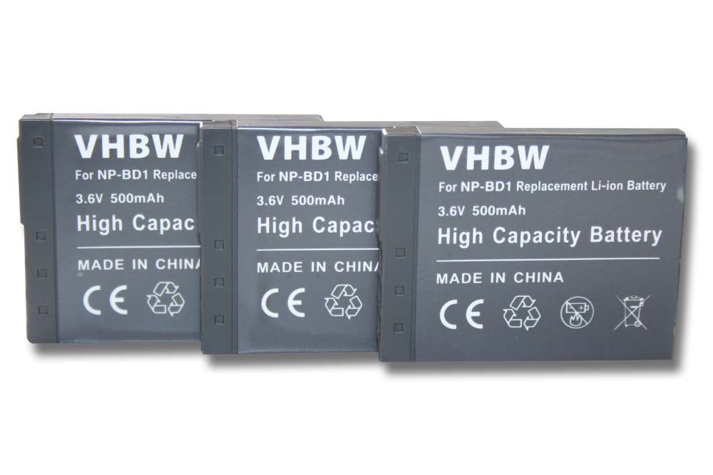 vhbw Kamera-Akku passend für Sony Cybershot DSC-T900, DSC-TX1 Kamera / Foto Kompakt (500mAh, 3,6V, Li-Ion) 500 mAh