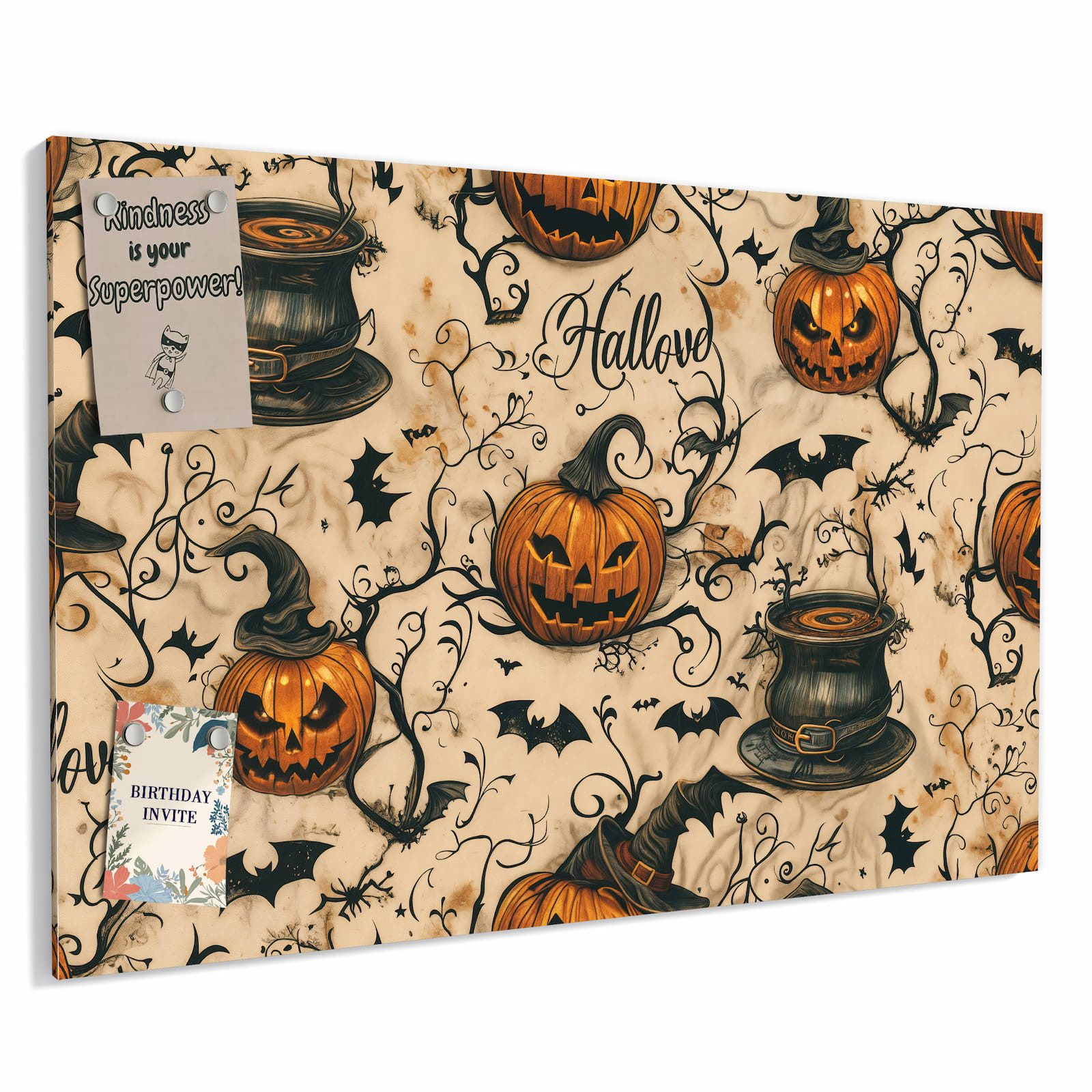 Primedeco Memoboard Metall Halloween Kürbisse – beschreibbar & magnetisch, (Inklusive Stift, Magnete und Montagematerial, 1-tlg., 9 verschiedene Größen), Magnetisch und Beschreibbar