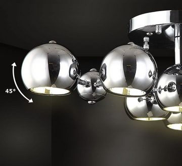 Lewima LED Deckenleuchte XL Ø60cm Chrom Silber Kugel Deckenlampe »Miranda«, 7x G9 LED wechselbar Lichtfarbe und Stärke beliebig, Starterkit in Warmweiß, Kaltweiß/Neutralweiß möglich, Leuchte für Esszimmer Wohnzimmer Schlafzimmer