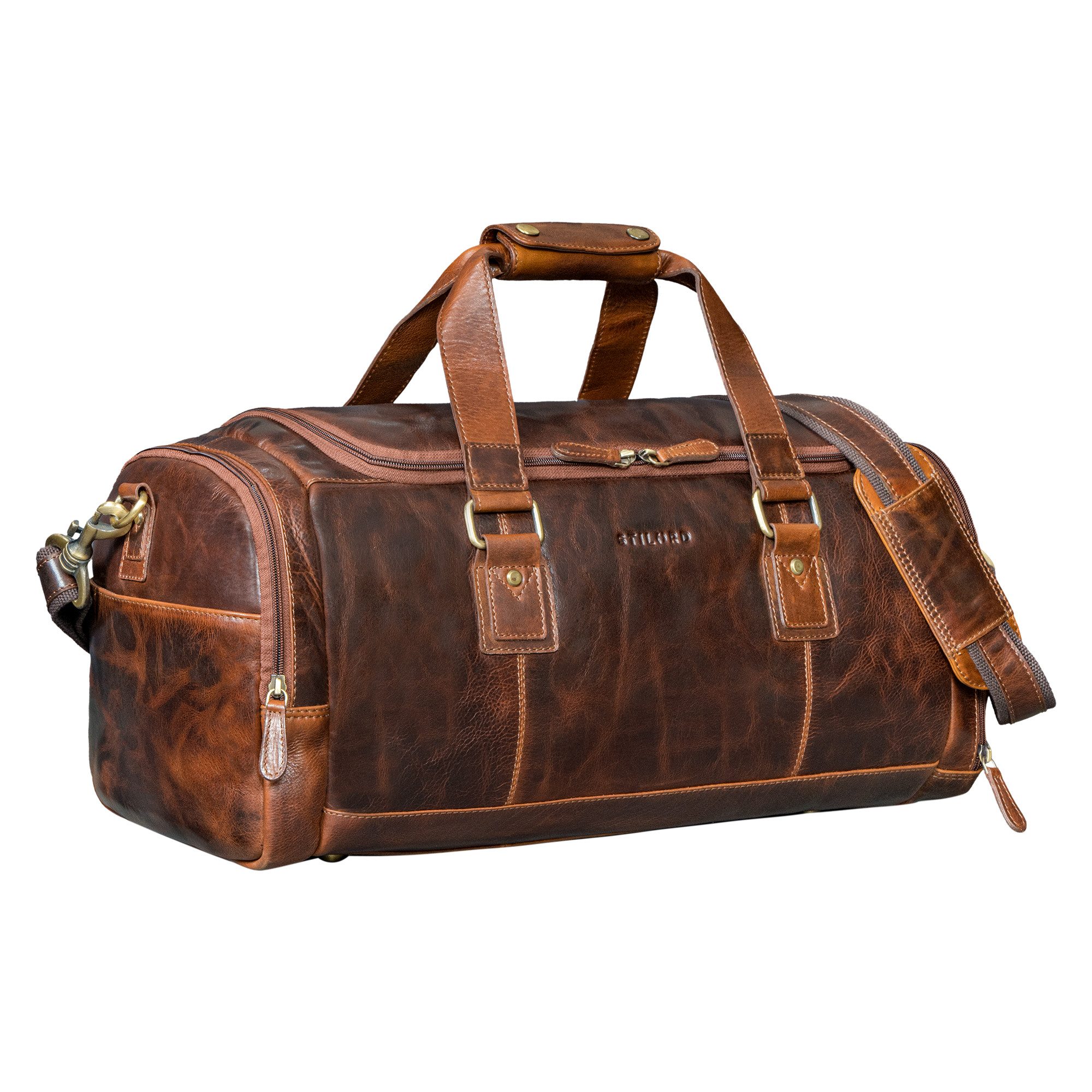 STILORD Weekender "Salvador" Robuster Weekender Herren Leder mit Schuhfach 30L