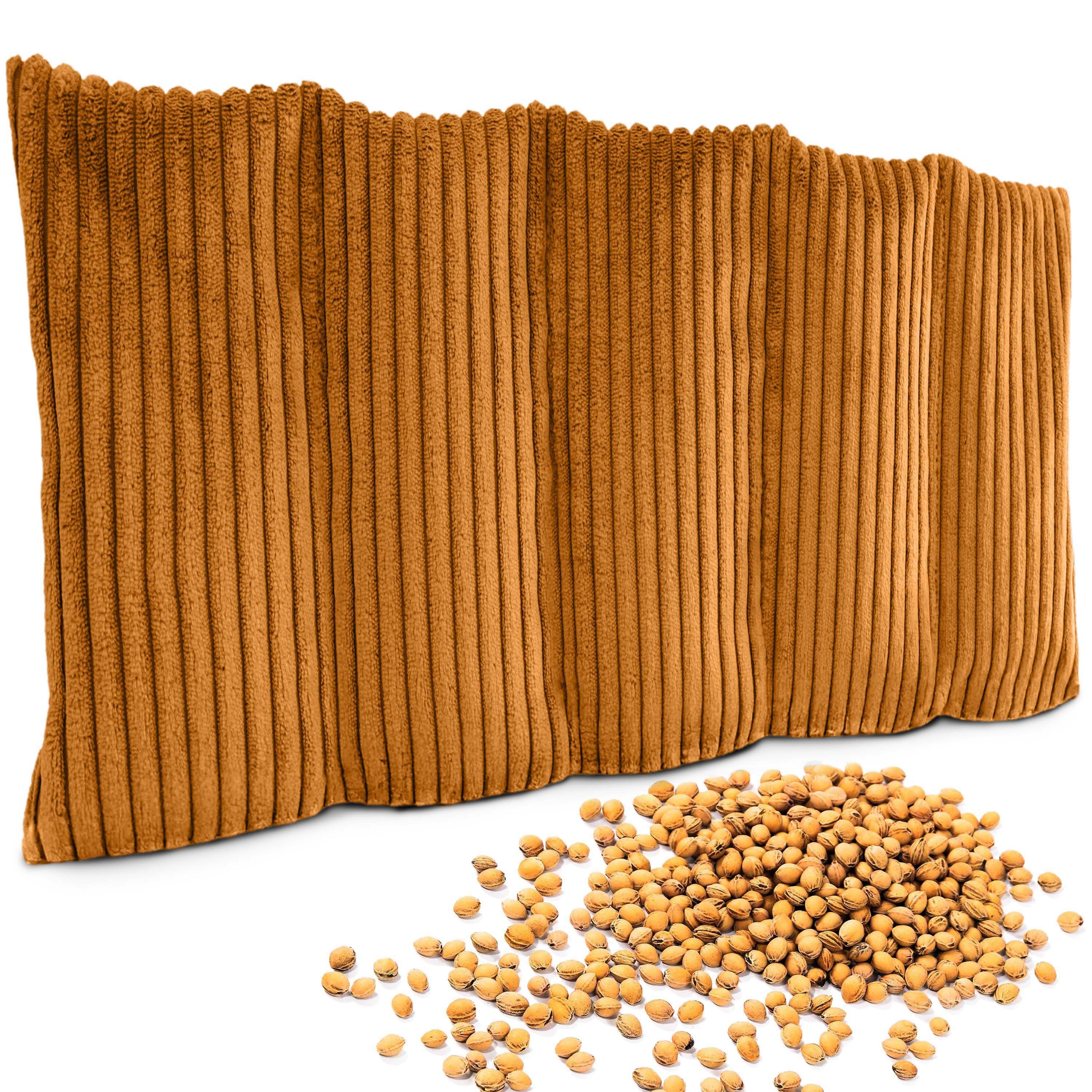 Amilian Kirschkernkissen 55x20 cm Körnerkissen 100% Kirschkerne - Nacken Schulter Mikrowelle, Wärme- und Kältekissen, für Nacken, Schulter, Rücken und Bauch