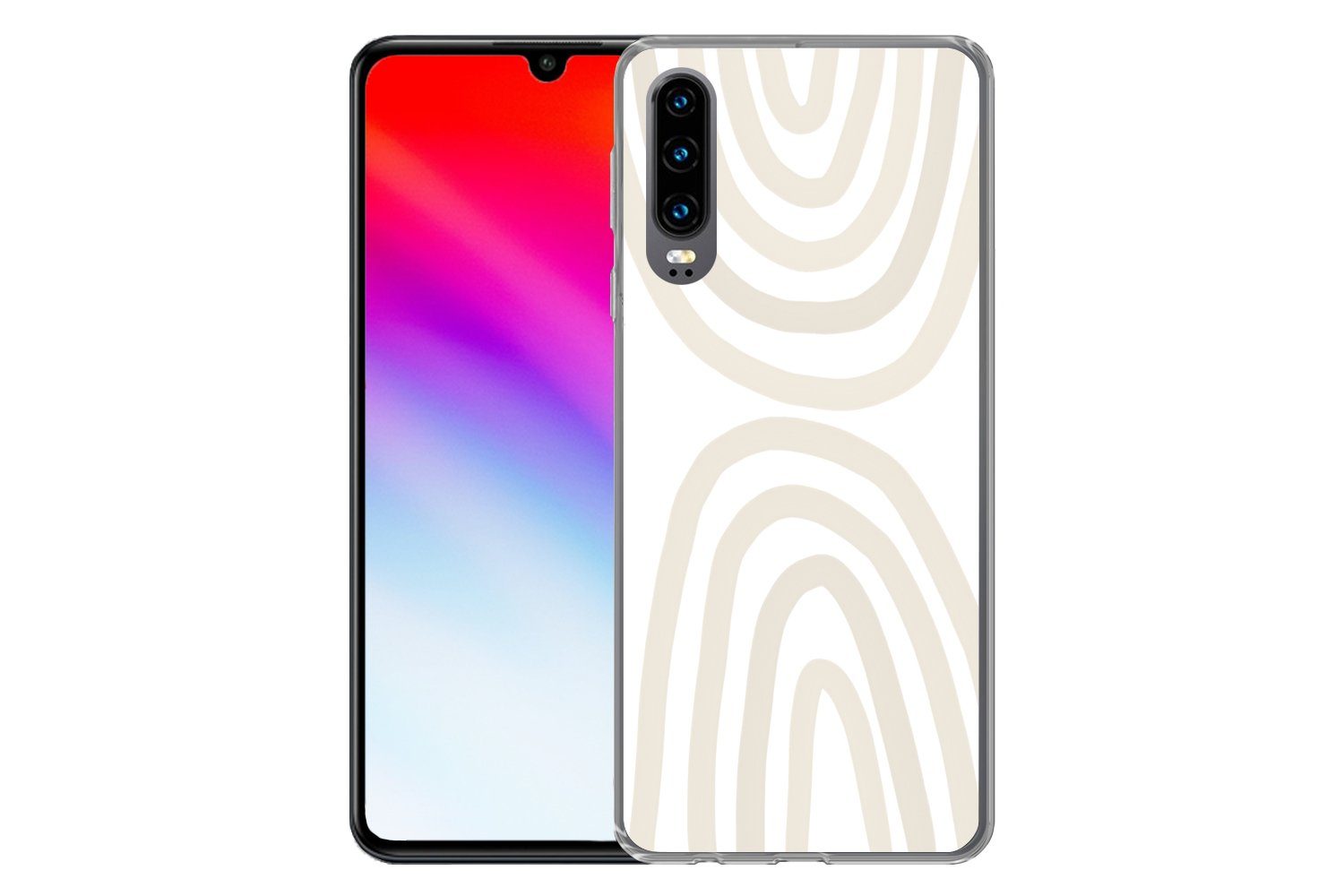 MuchoWow Handyhülle für Huawei P30 Regenbogen - Pastell - Design - Abstrakt, Handy Case, Silikon, Bumper Case Dünn
