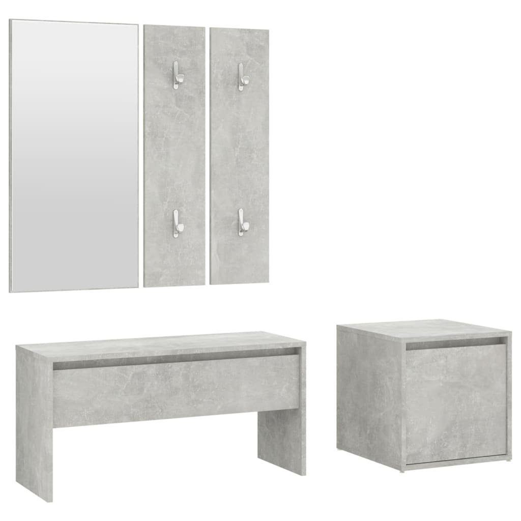 Holzwerkstoff Betongrau vidaXL (1-St) Kleiderschrank Flurmöbel-Set