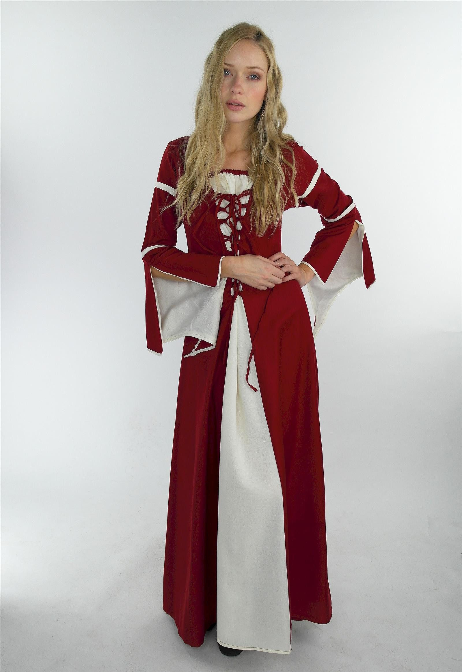 Leonardo Carbone Burgfräulein-Kostüm Trompetenärmelkleid "Larissa", geschlitzte Trompetenärmel, verstellbare Schnürung