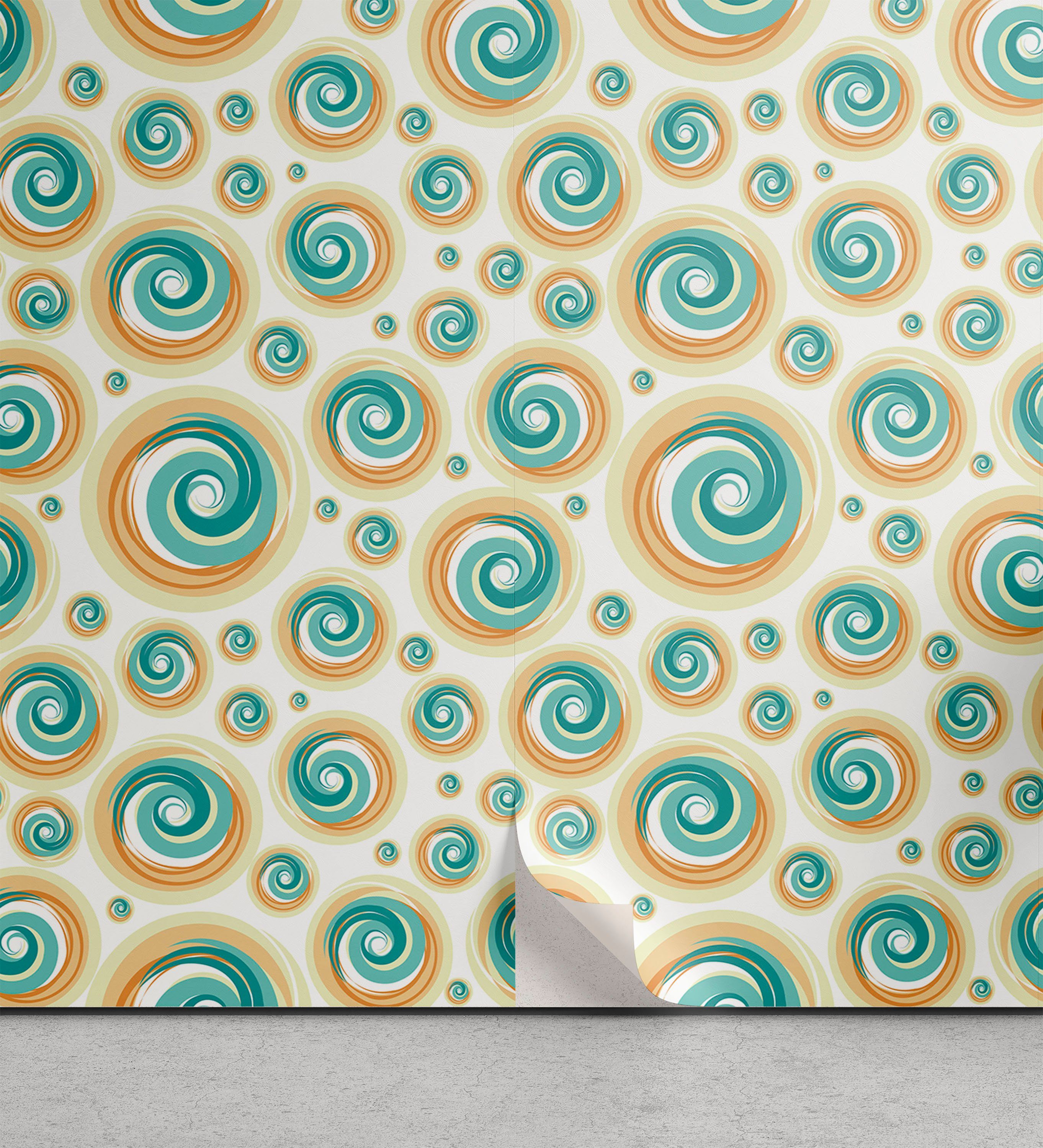Abakuhaus Vinyltapete selbstklebendes Wohnzimmer Küchenakzent, Geometrisch Spiral Kreis Tile