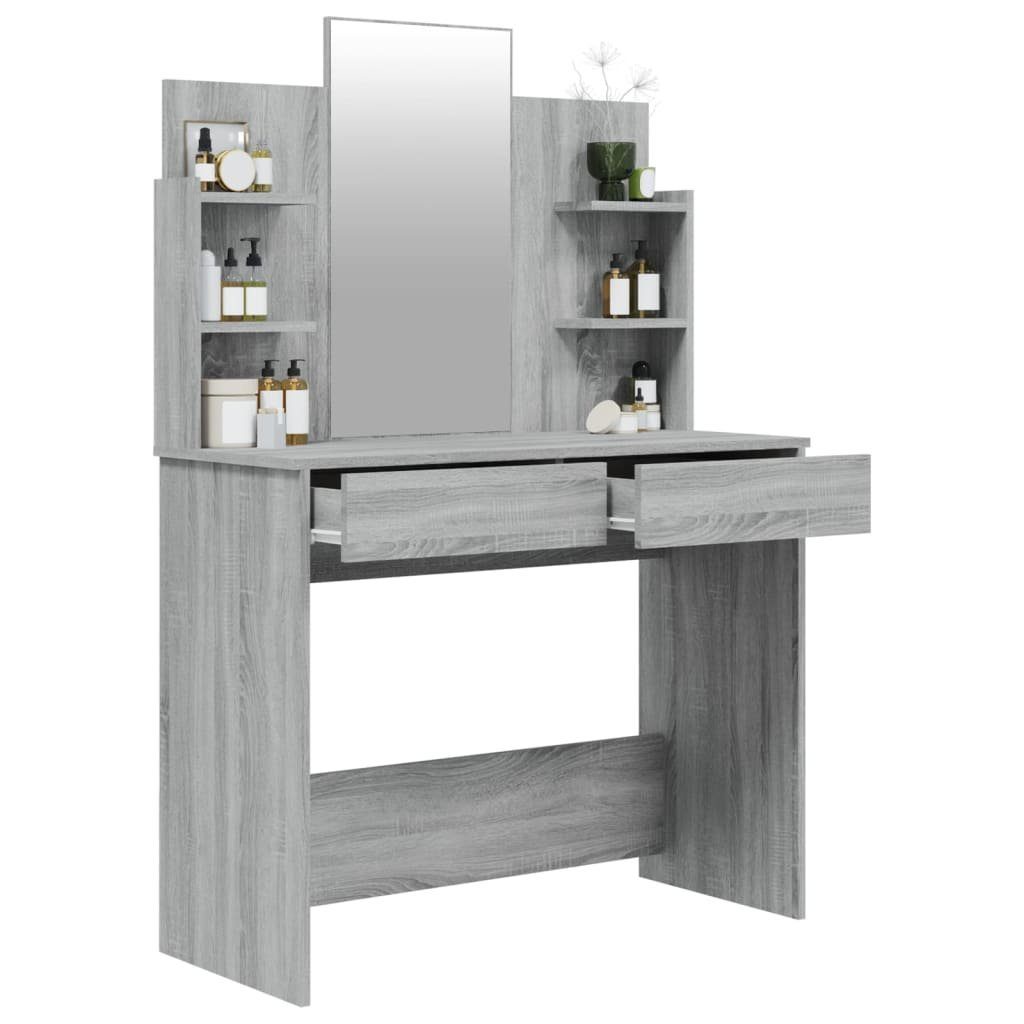 Grau Schminktisch 96x40x142 Spiegel Sonoma vidaXL cm Sonoma mit | Grau (1-St) Schminktisch Grau Sonoma