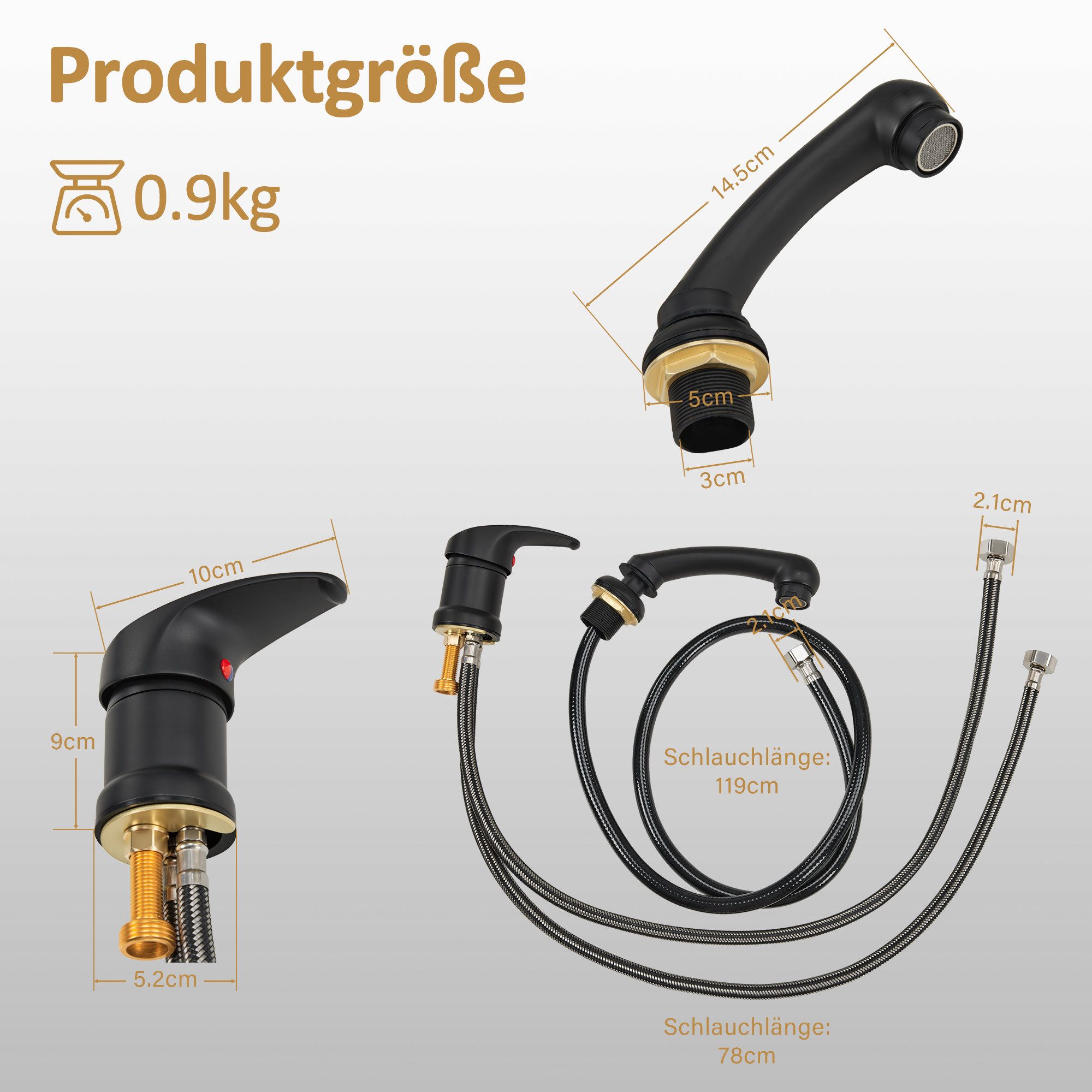 Barberpub Handbrause Barberpub Friseurarmatur mit Handbrause WH8005, für Waschbecken 8611 8675 8010 8670 8692 8620 8679 – Bild 4 von 5