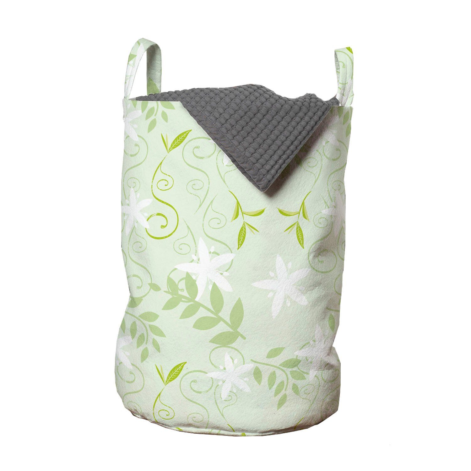 Abakuhaus Wäschesäckchen Wäschekorb mit Griffen Kordelzugverschluss für Waschsalons, Minze Wirbels-Blumengattungen