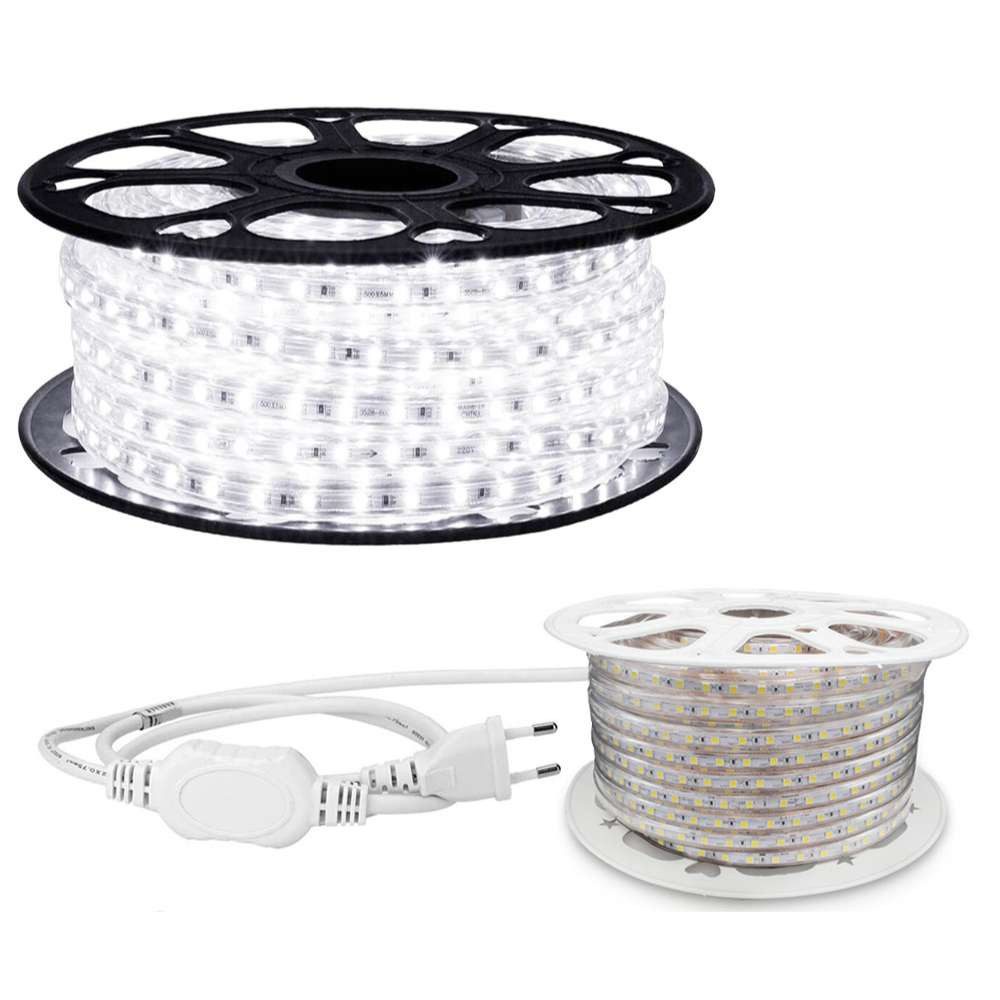 Aigostar LED Stripe LED Strip Streifen Band für innen und Außen, 5 Meter LED Streifen in Kaltweiß für Außen und Innen 230v