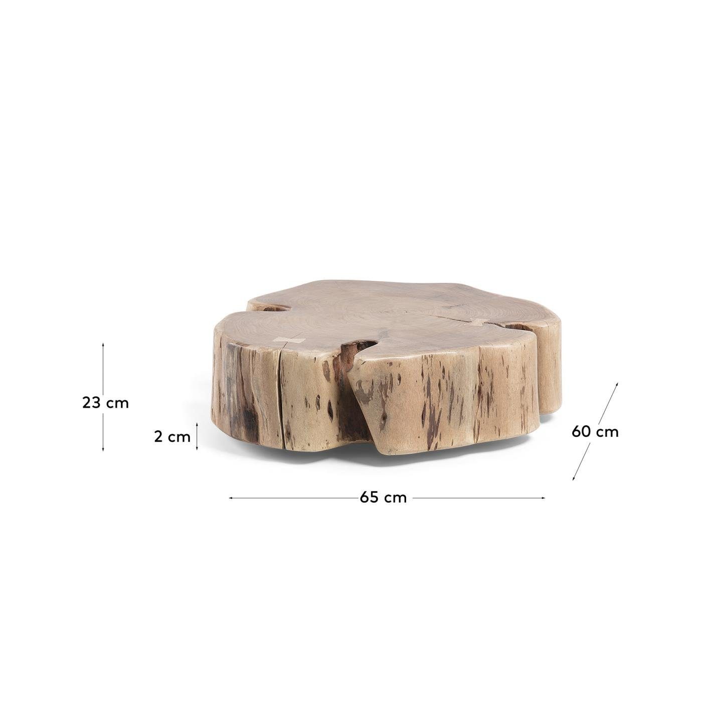 Beistelltisch Ø65x60cm Essi massives Natur24 Rollen mit Couchtisch Akazienholz Tisch