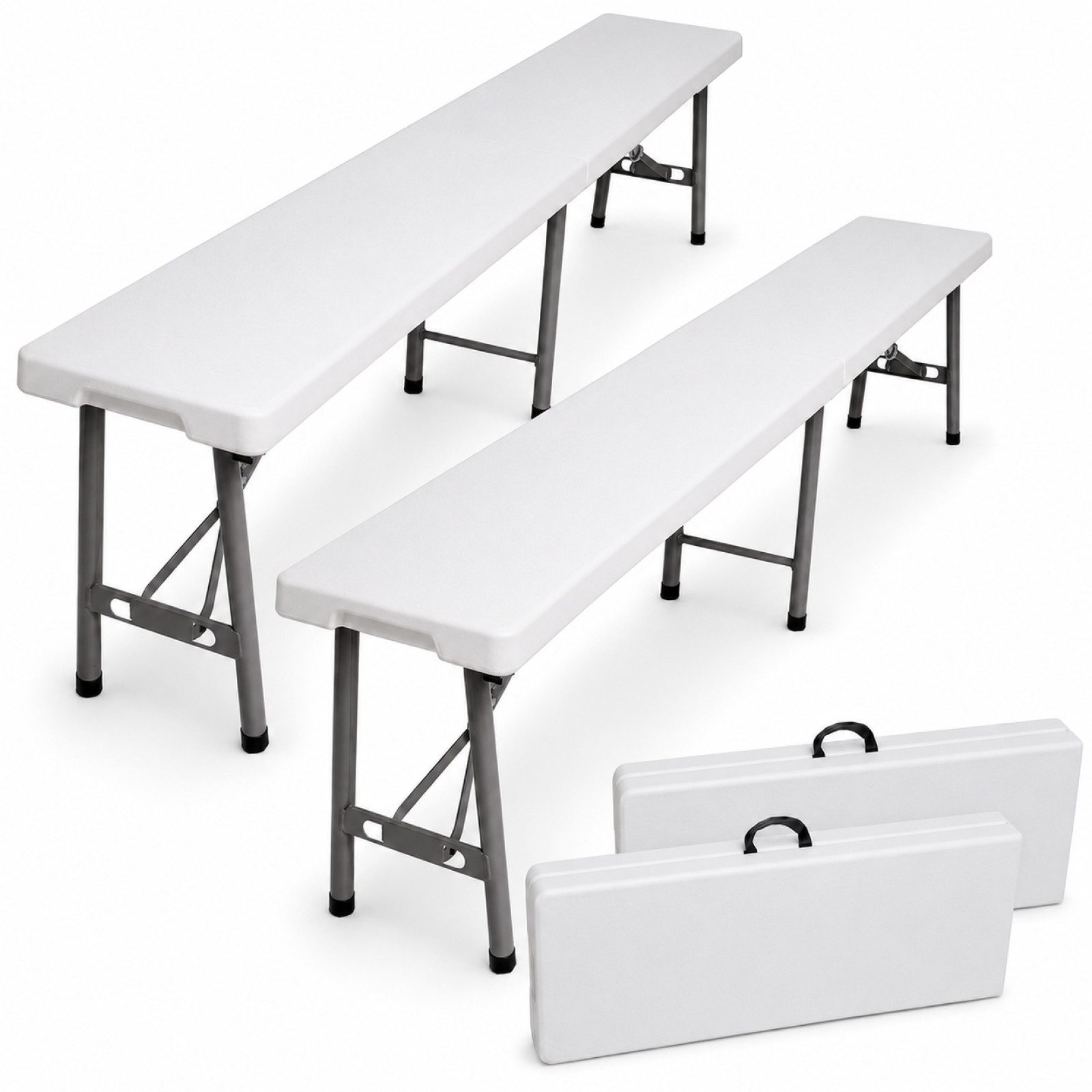 TRUTZHOLM Bierzeltgarnitur 2x Bierzeltbank für 4 Personen Kunststoff 180cm Klappbank Partybank, (Set, 2er Set), klappbar,weiß