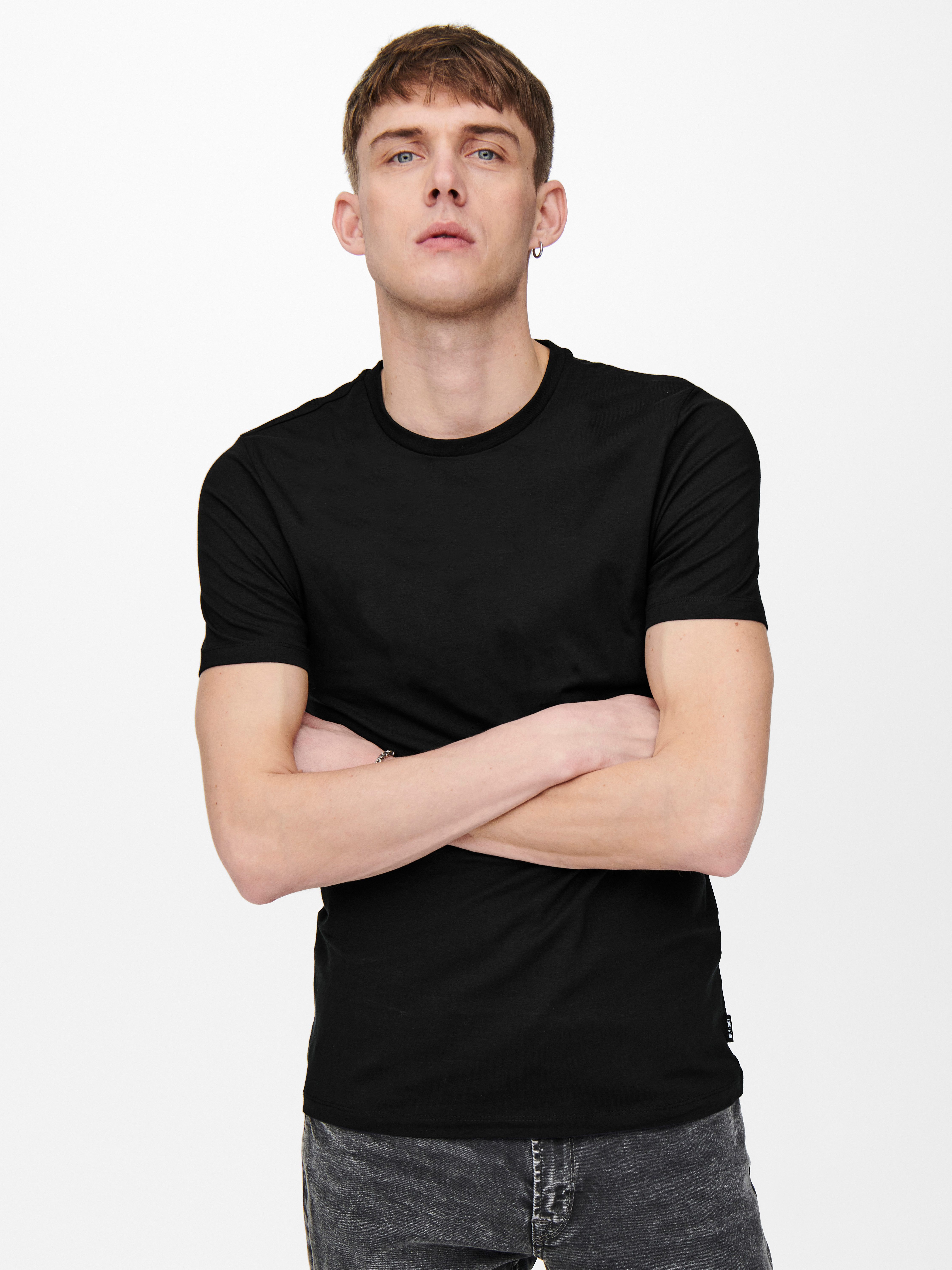 ONLY & SONS T-Shirt ONSBASIC SLIM O-NECK 2-PACK NOOS (Packung, 2-tlg)