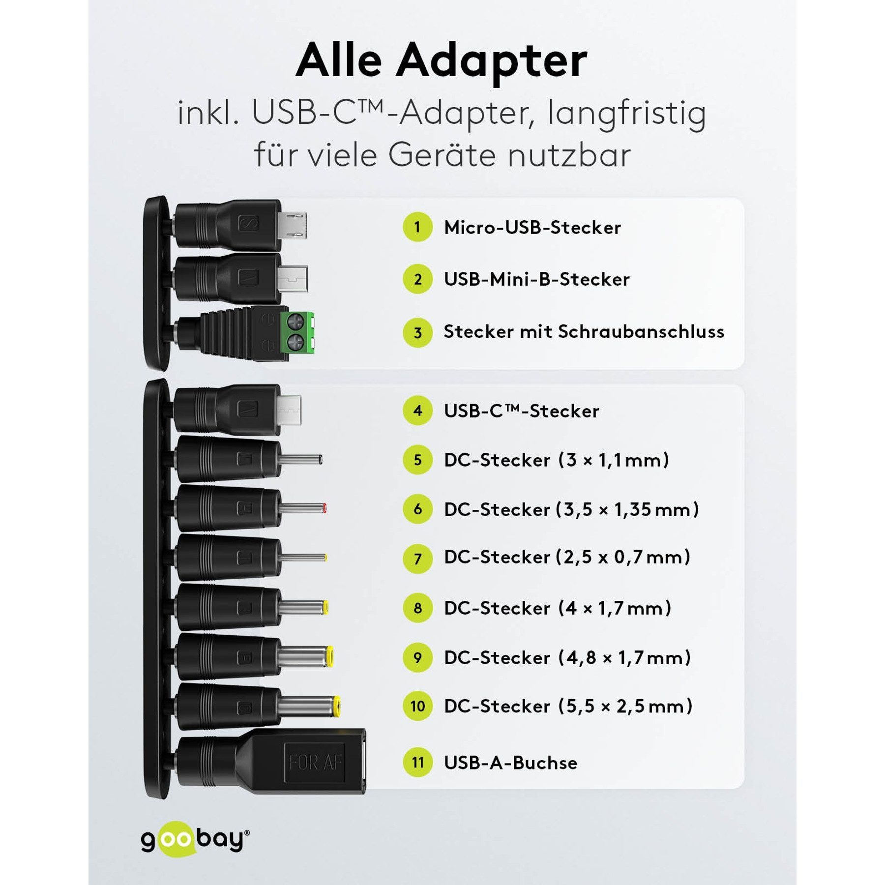 Goobay GOOBAY Universal-Netzteil 65592, 3-12V, 3,6W, mit 11 Adaptern Universal-Netzteil