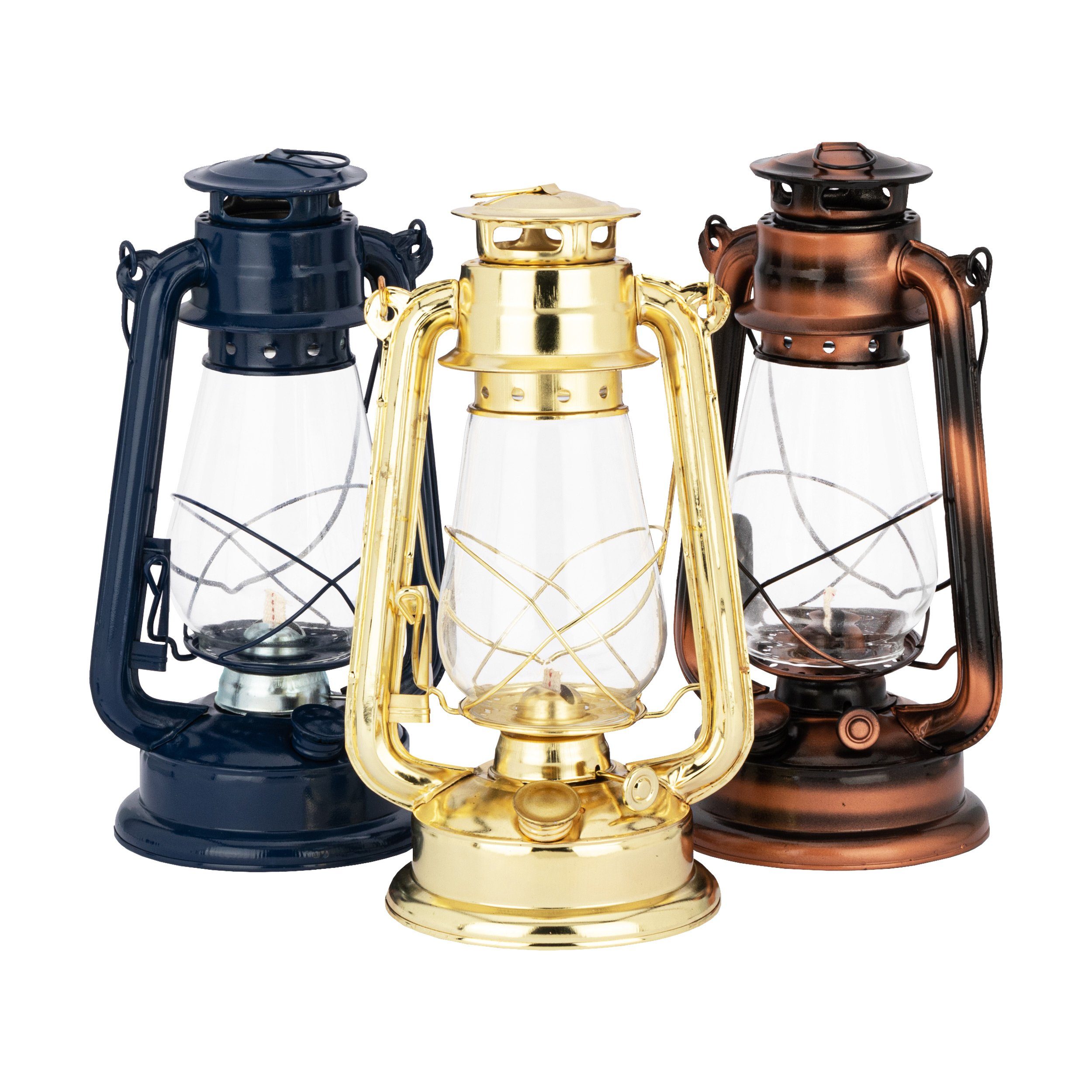 NKlaus Windlicht Sturmlaterne Petroleumlampe Eisen blau lackiert 31x14cm Feuerhand Mari (Petroleumlampe, Petroleumlampe)