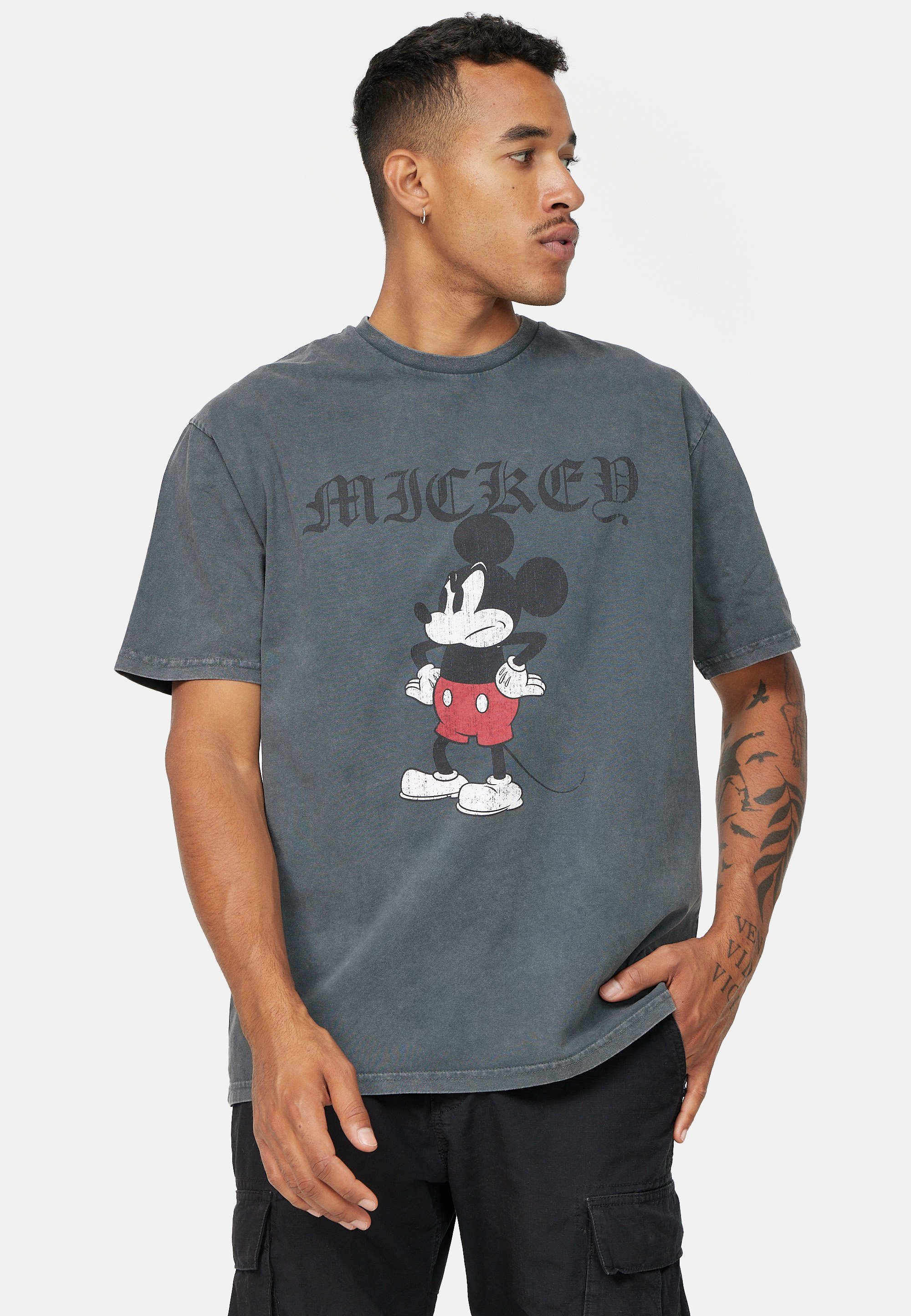 Recovered T-Shirt Disney Mickey Bio-Baumwolle Grumpy GOTS Schwarz zertifizierte