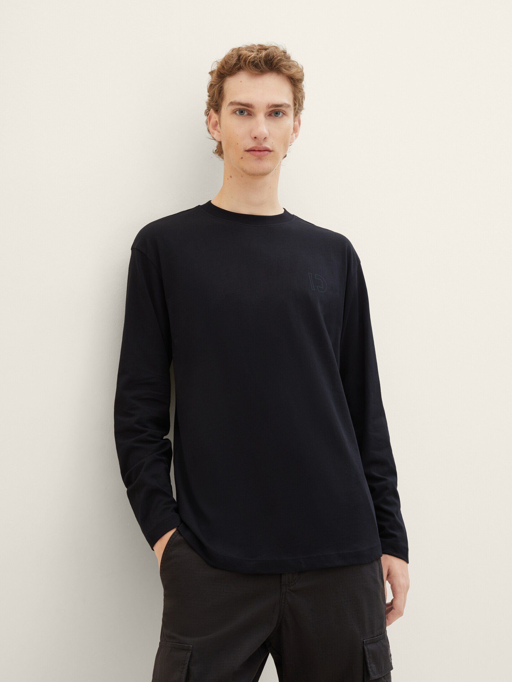 Black Relaxed T-Shirt TAILOR TOM Langarmshirt Denim