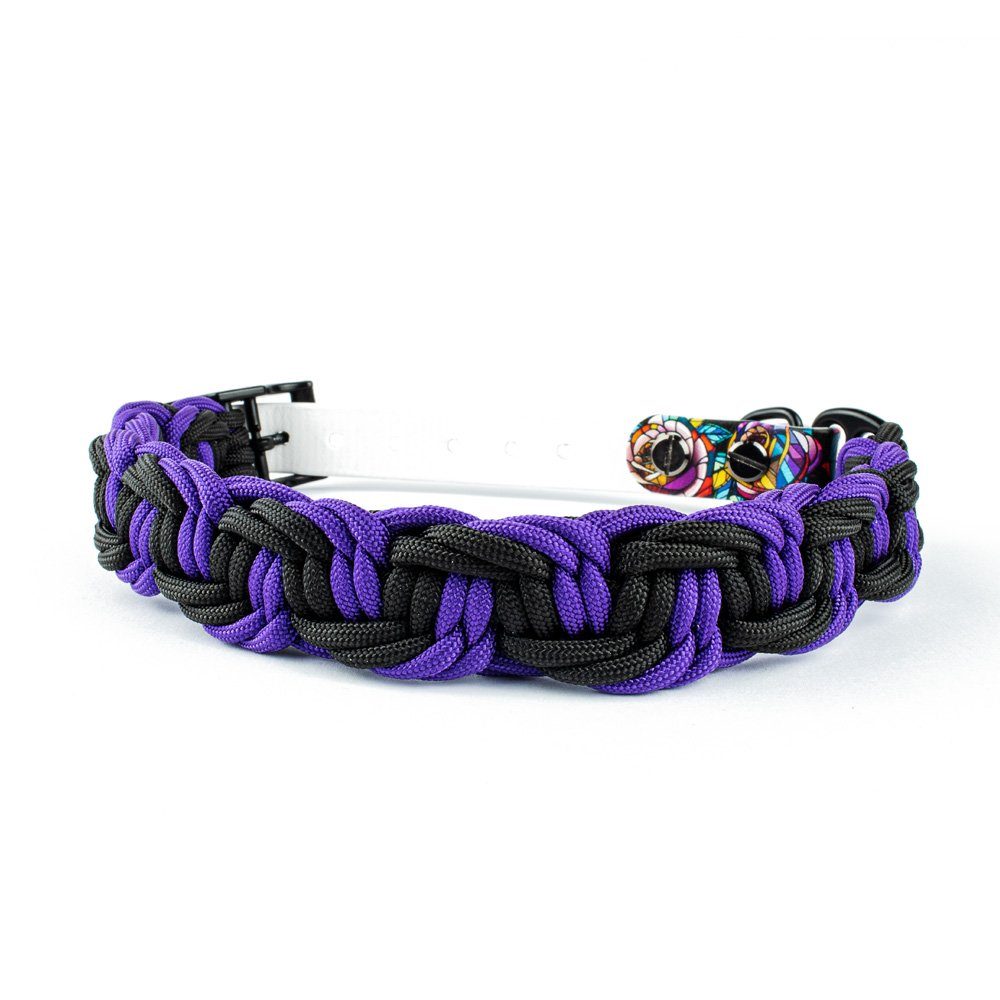Tierluxe Hunde-Halsband Purple Rose, Biothane, Paracord, Handgemacht