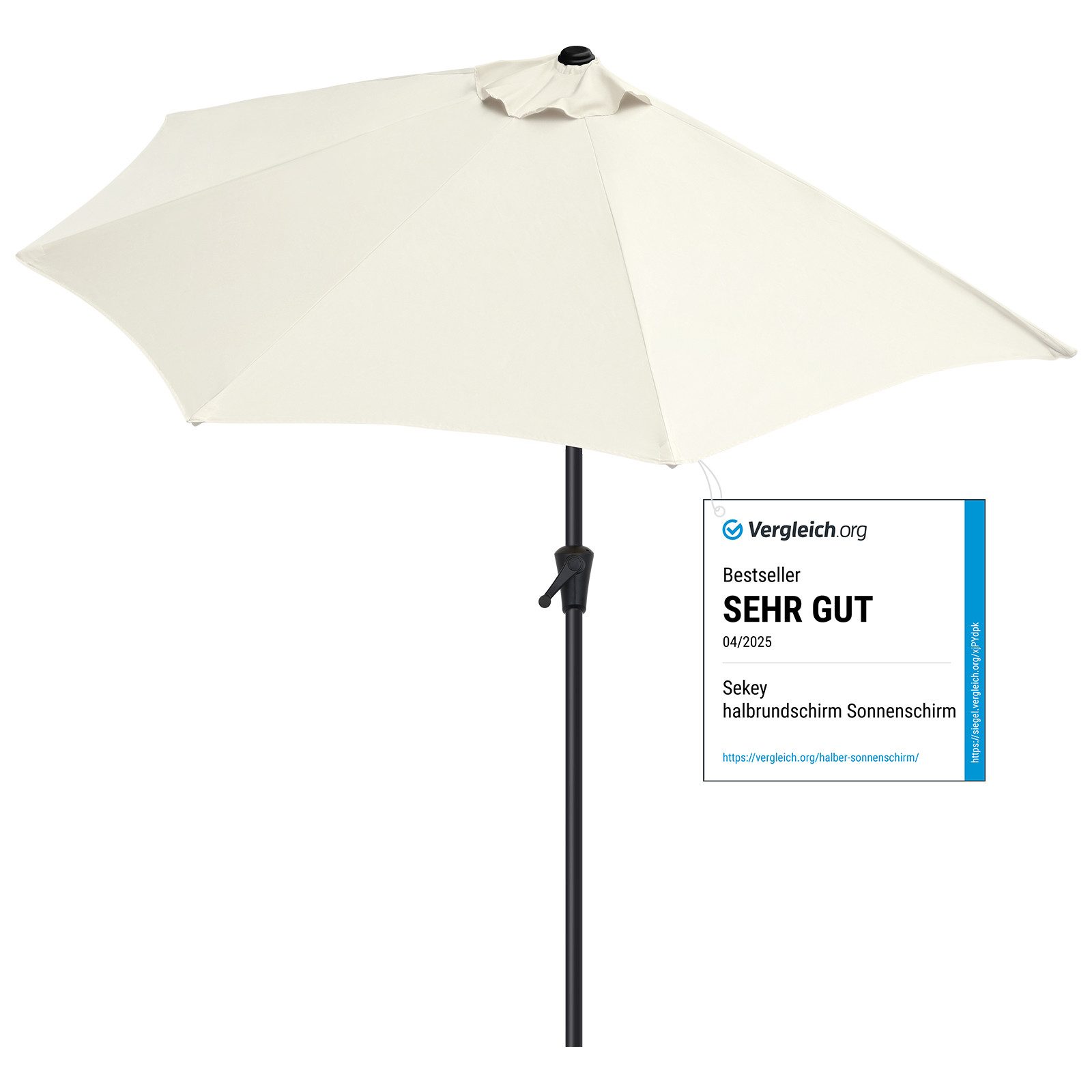 Sekey Balkonschirm 270 cm Sonnenschirm Halbrund Terrassenschirm mit Kurbel, günstig online kaufen