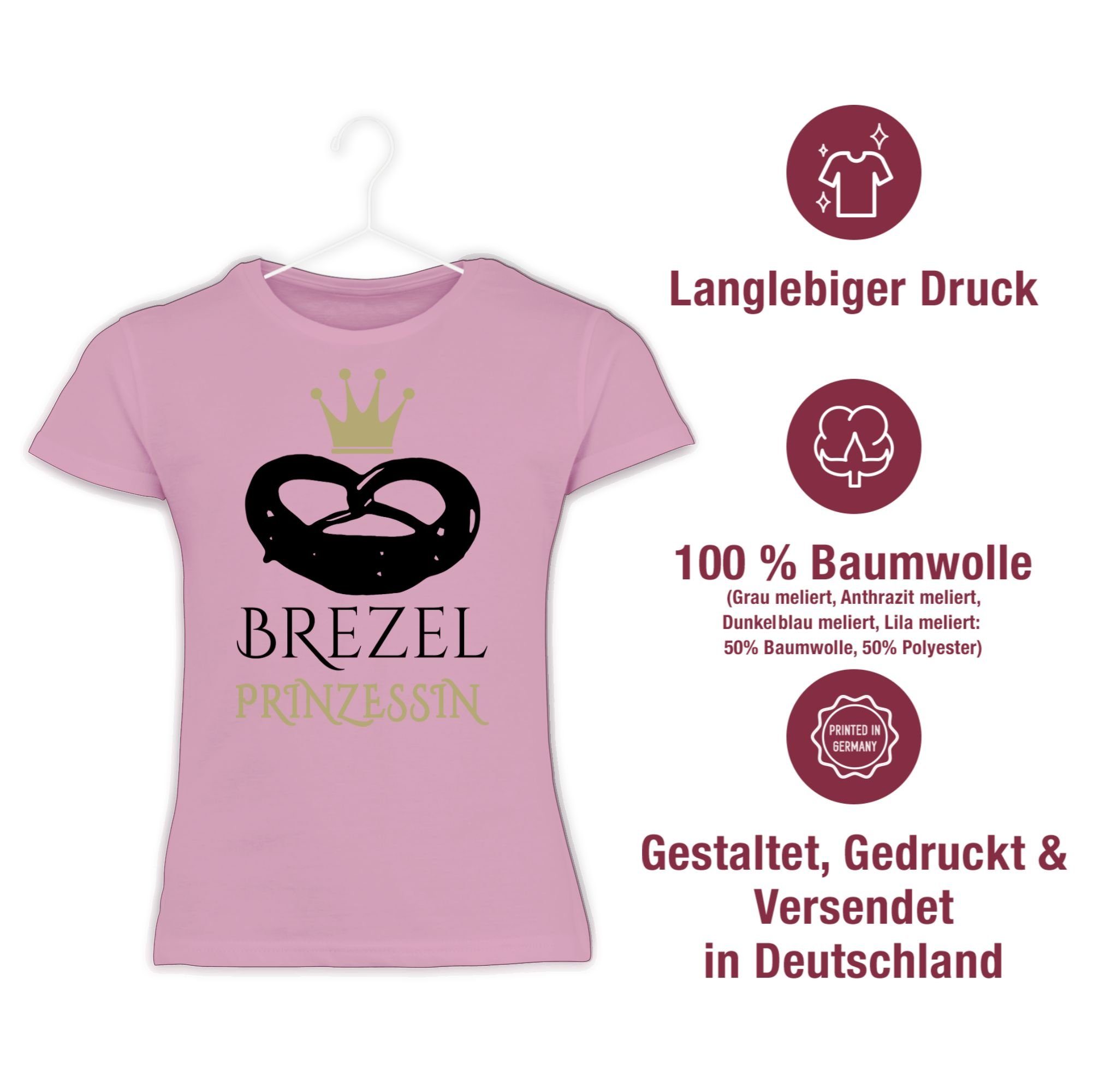 Shirtracer Kinder T-Shirt Outfit Prinzessin Rosa Mode 2 Brezel für Oktoberfest