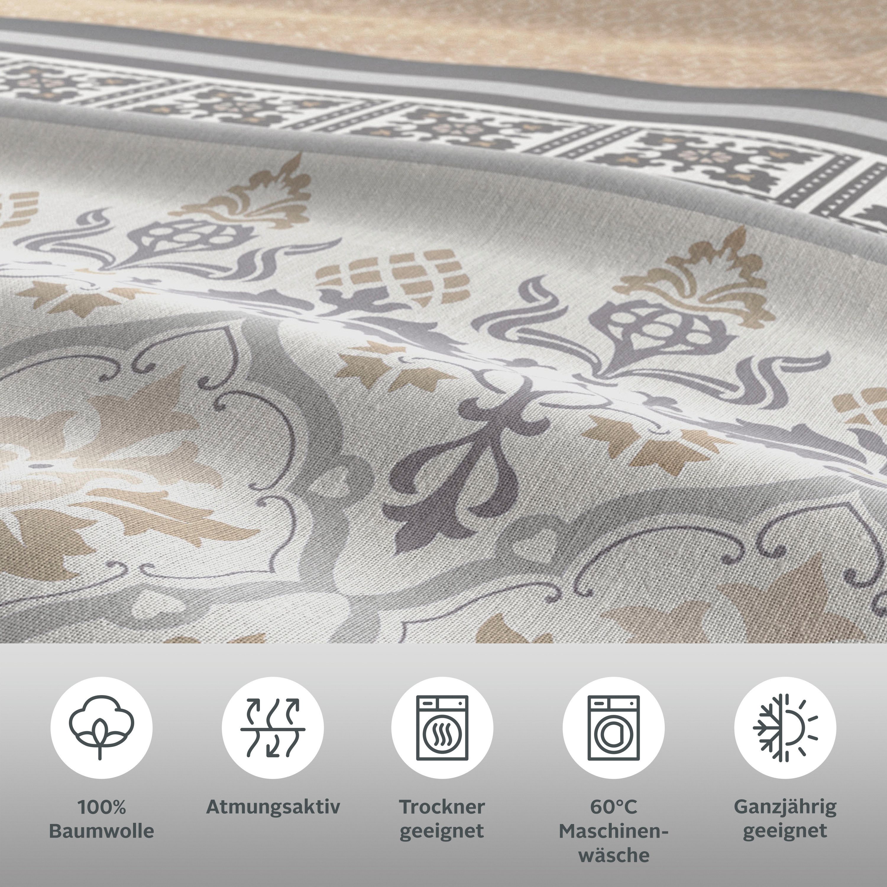 OTTO home Bettwäsche Cremona in Gr. 135x200, 155x220 cm u.a. Bettwäsche-Set mit Ornamenten, Polycotton recycelt, 2 teilig, romantische Bettwäsche in verschieden – Bild 3 von 5