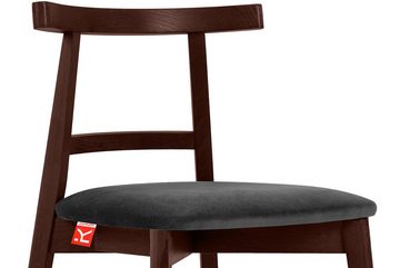 Konsimo Holzstuhl Esstischstühle LILIO, Holzstühle, Polsterstühle 2 St., hergestellt in der EU, Buchenholzrahmen, Vintage, Mahagoni