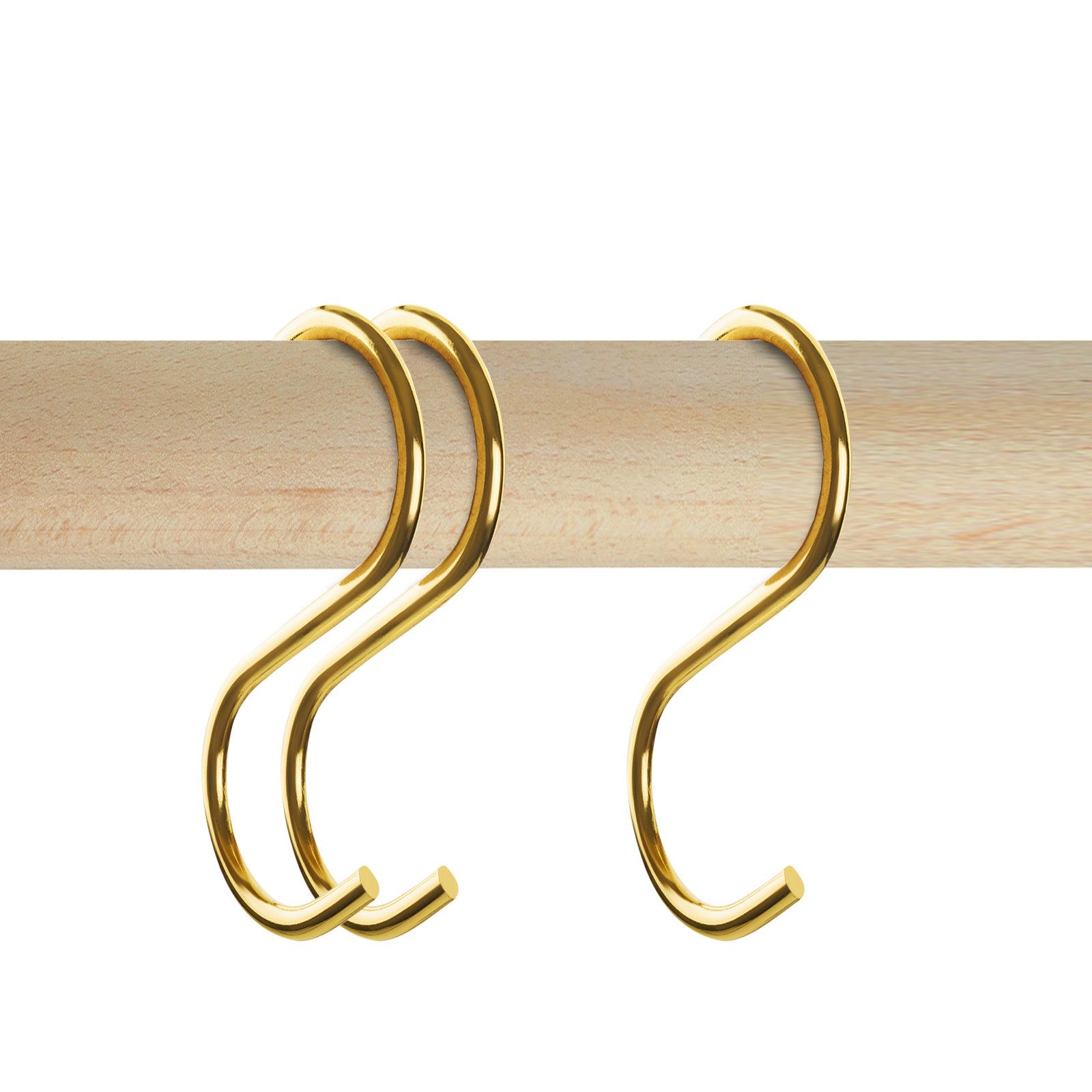 SO-TECH® S-Haken für Rundstäbe bis Ø 30 mm für Garderoben, Küchenreling uvm., (Spar-Set, 3-St), Antik Gold galvanisiert