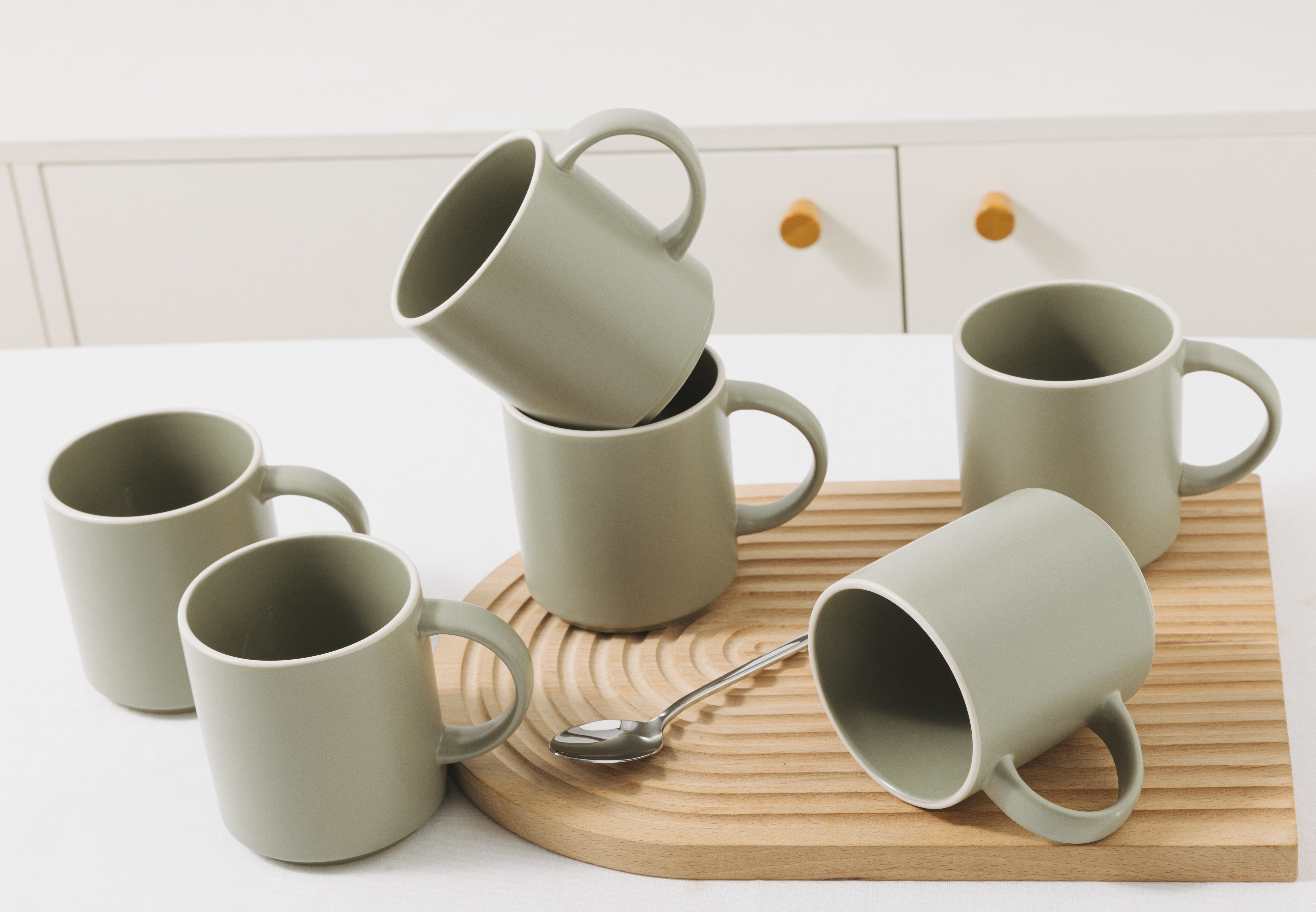 OTTO home Becher Kaffeebecher Ylvii, 6er Set, 6-tlg., Steinzeug, spülmaschinenfest und mikrowellengeeignet, 350 ml